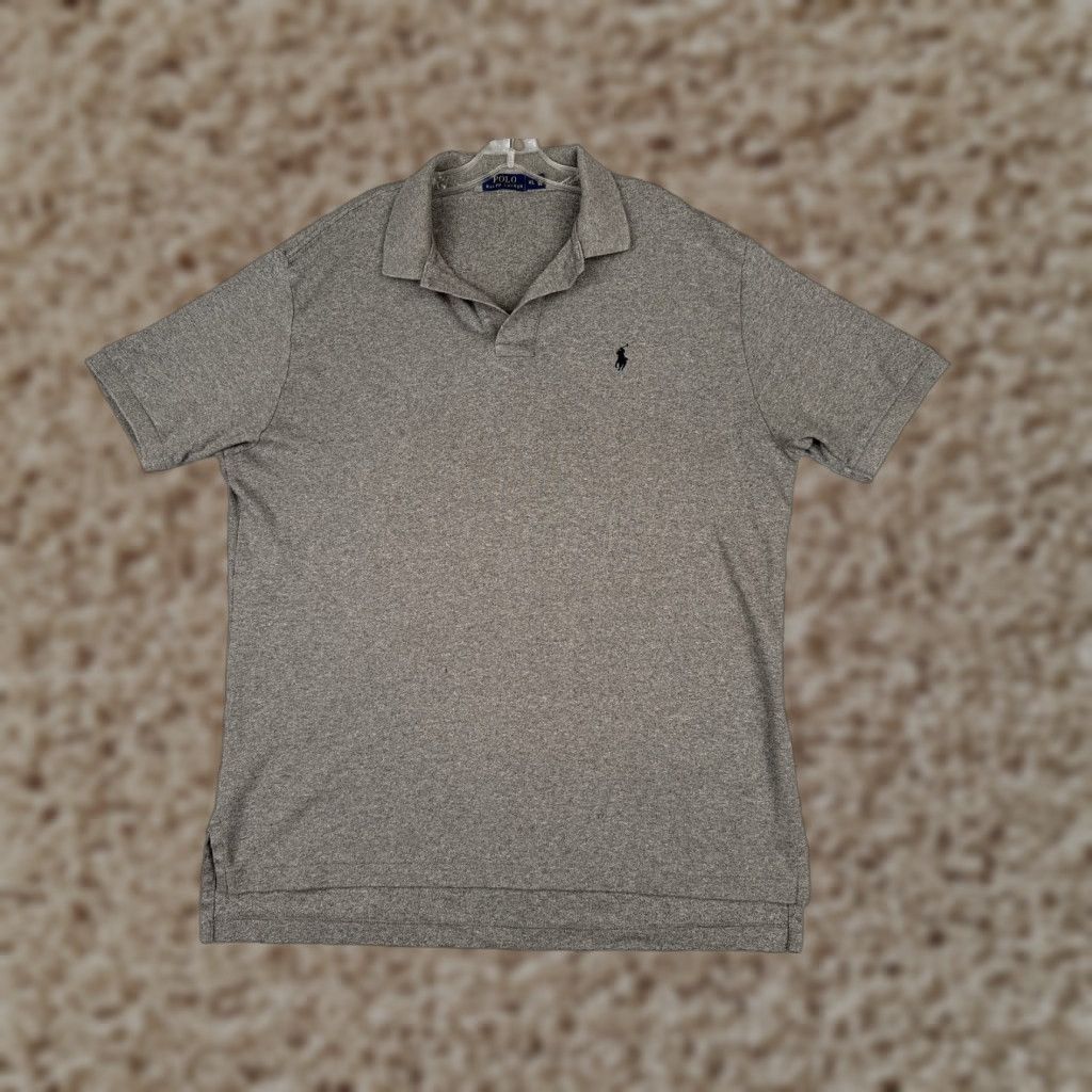 Ralph Lauren Polo Shirt Men XL Gray 100% Cotton Knit