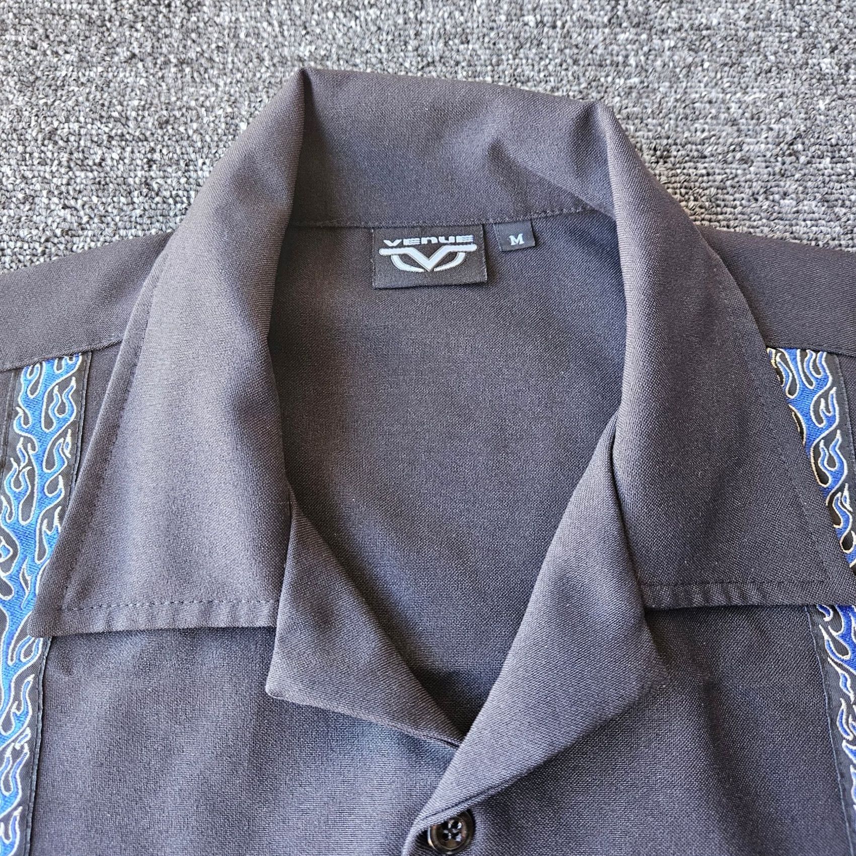 Avenue VINTAGE Venue Shirt Button-Up Short Sleeve Black Flame M Men Regular Spread Collar Size US M / EU 48-50 / 2 - 3 Thumbnail