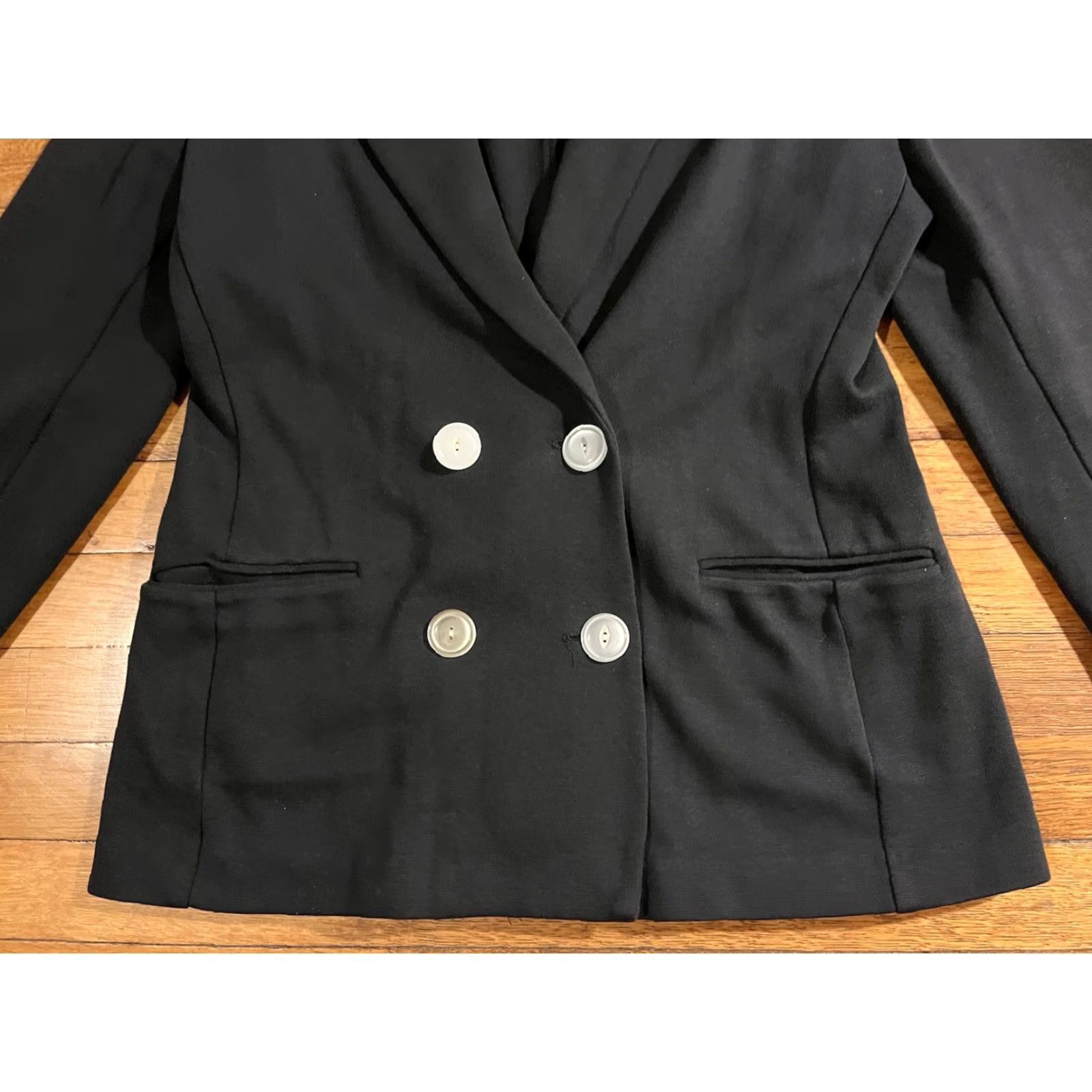 Express VINTAGE Express Blazer Women’s M Black 90s Double-Breasted Notch Lapel Shirt Jacket Pant Suit Casual Business Travel Size M / US 6-8 / IT 42-44 - 3 Thumbnail