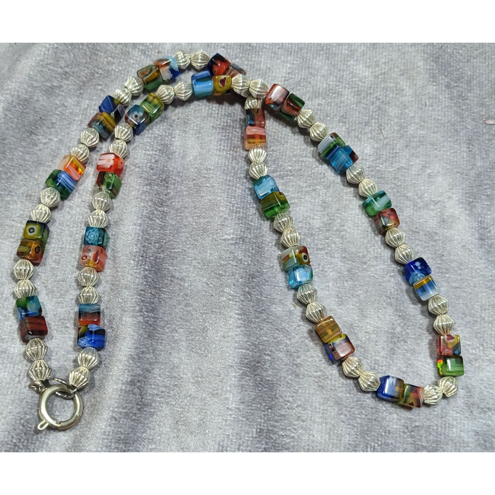 Other Millefiori Glass Cube And Silver Tone Beaded Necklace Size ONE SIZE - 6 Thumbnail