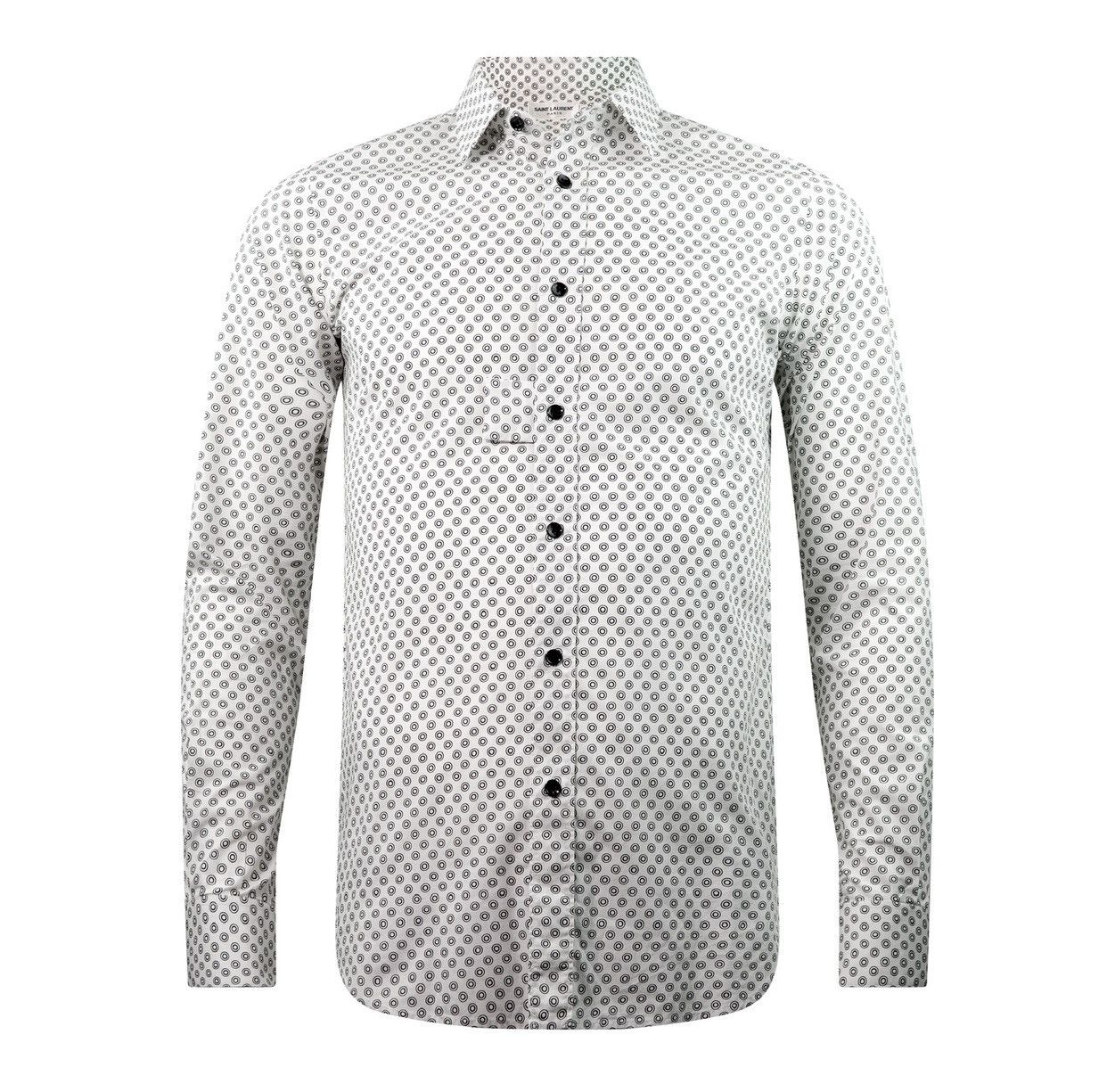 image of Saint Laurent By Hedi Slimane 2015 Circle Pattern Shirt in White, Men's (Size Small)