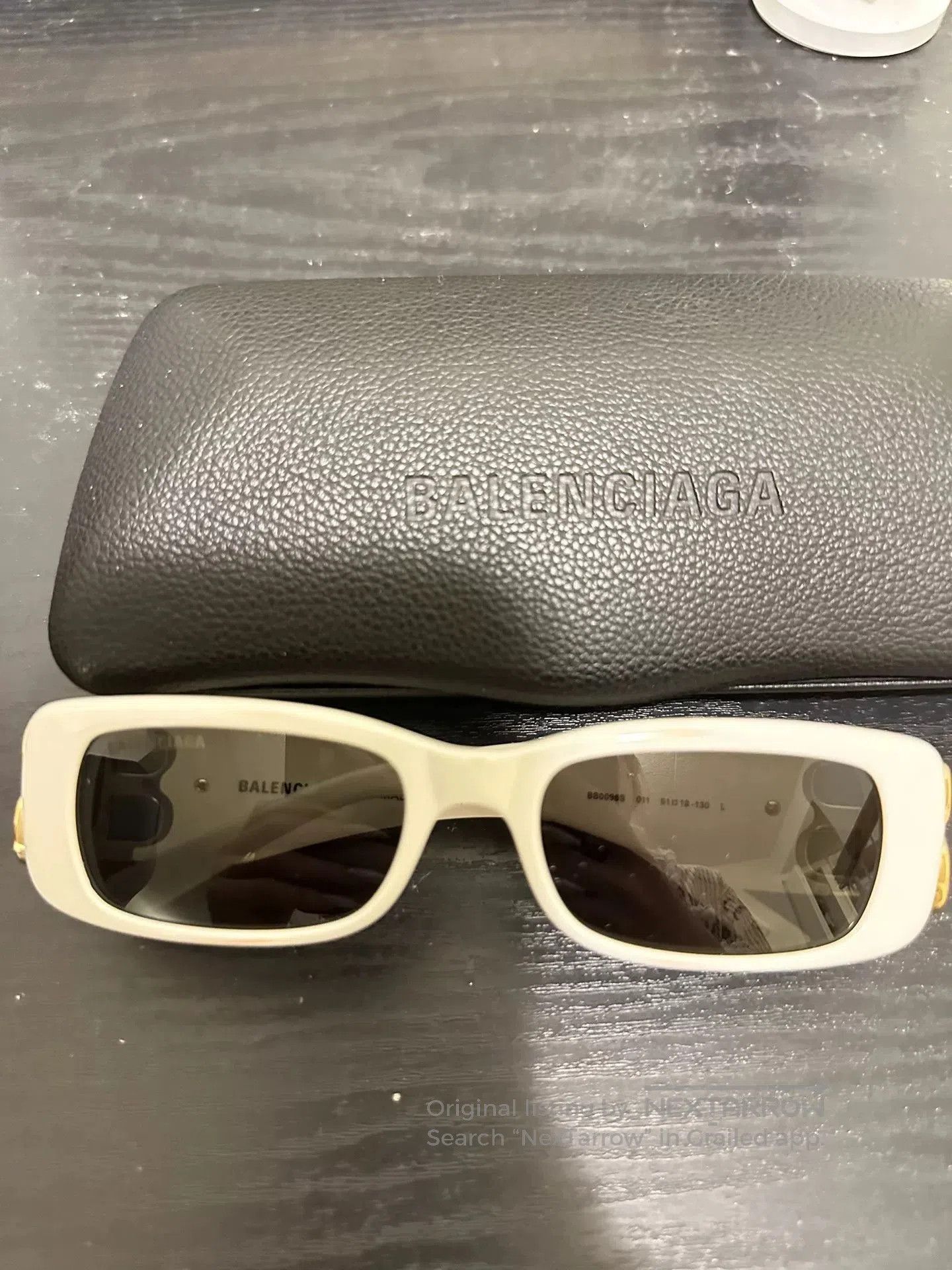Balenciaga White Sunglasses in Case.