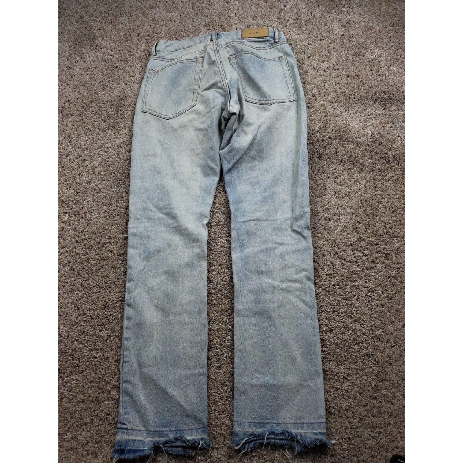 MNML mnml Jeans Mens 30 Distressed Skull Patch Straight Leg Frayed Hem Denim 30x31 Blue Painters? Size US 30 / EU 46 - 6 Thumbnail