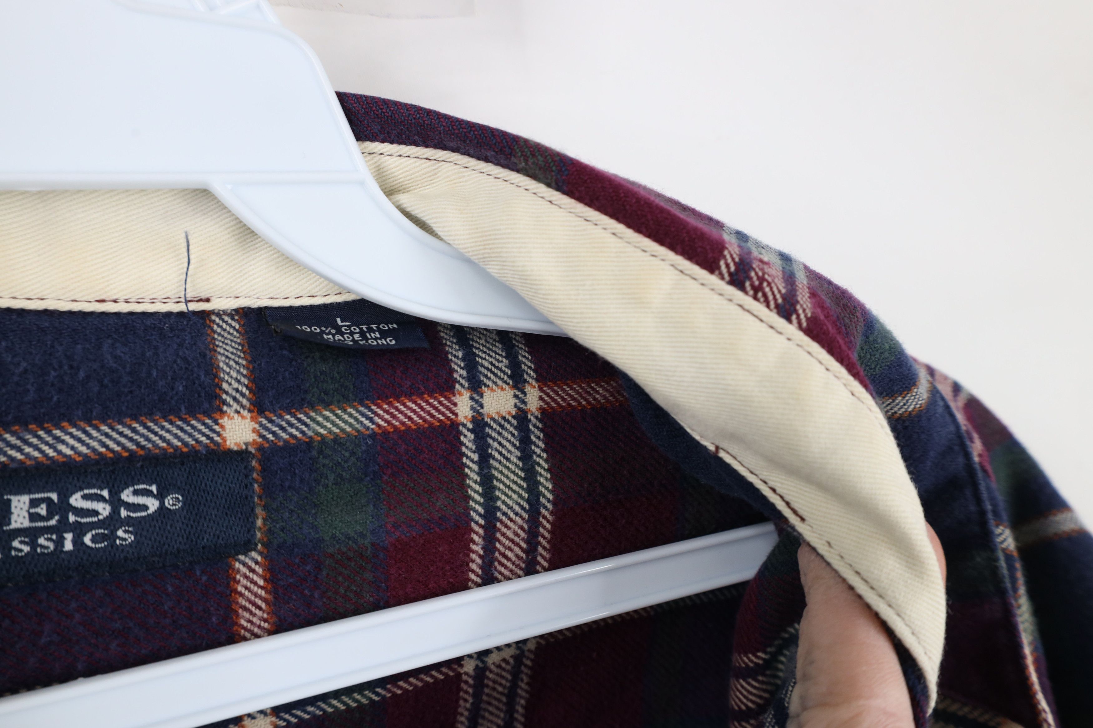 Guess × Vintage Vintage 90s Guess Spell Out Crest Flannel Button Shirt Plaid Size US L / EU 52-54 / 3 - 8 Thumbnail