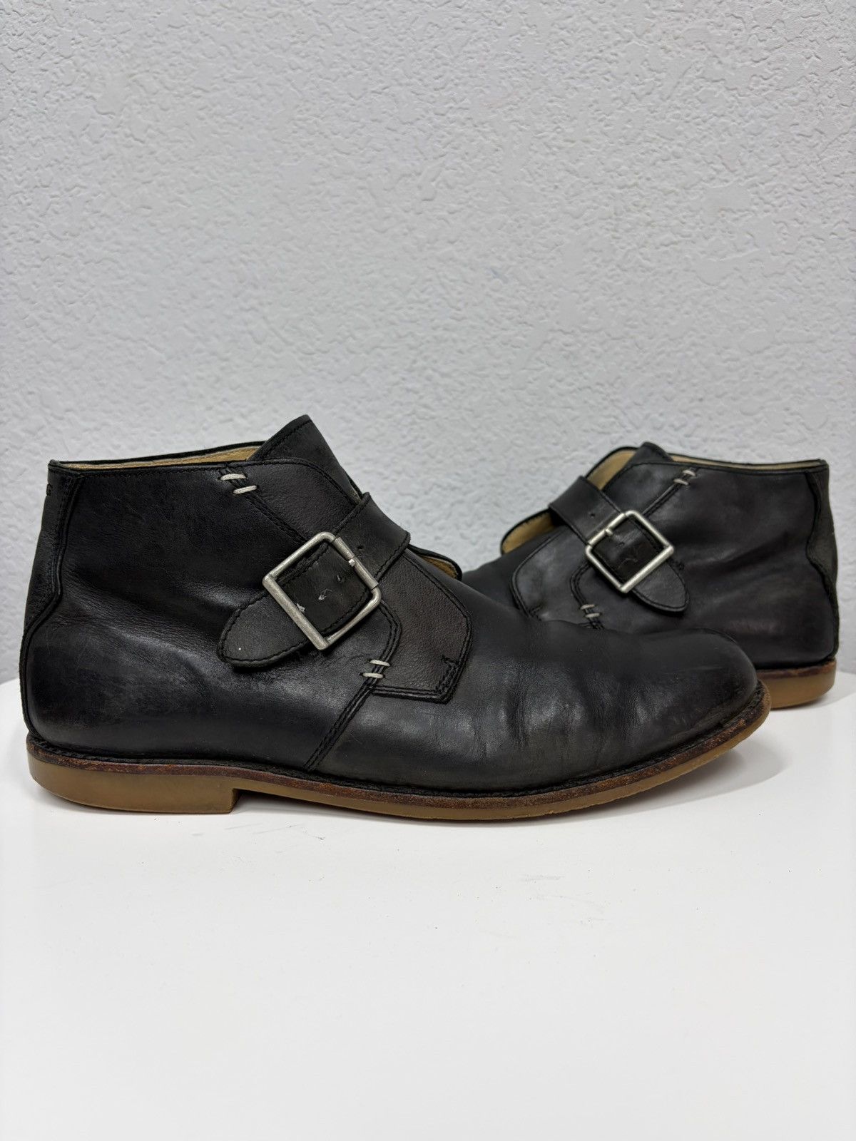 If Six Was Nine Vintage Y2K Guidi CCP Style Distressed Leather Biker Boots Size US 12 / EU 45 - 7 Thumbnail
