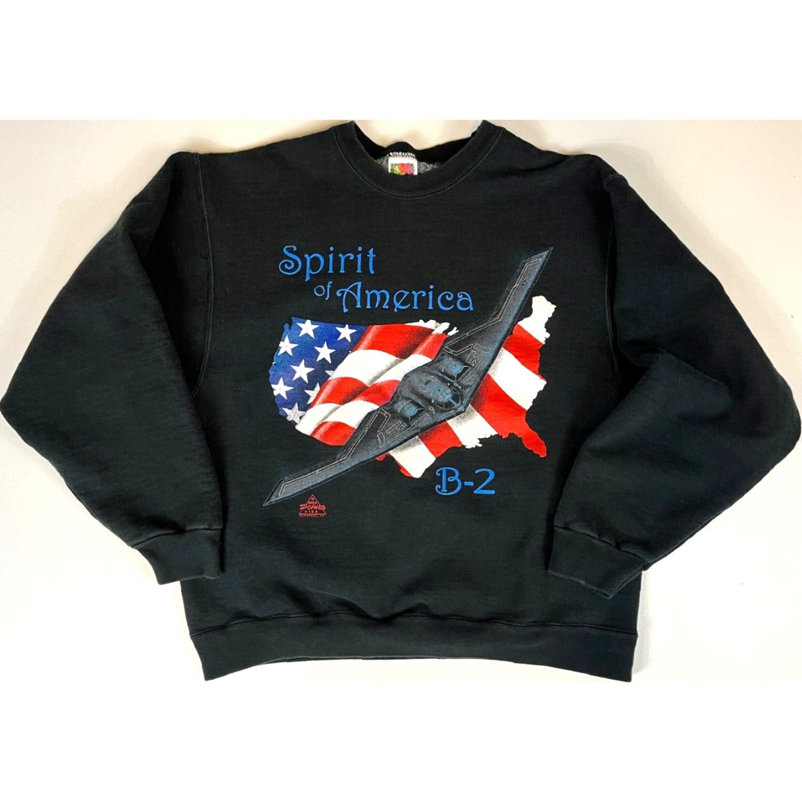 Fruit Of The Loom Men's Vintage Spirit of America B-2 Bomber Crewneck Sweatshirt Sz M Shirt Mens Size US M / EU 48-50 / 2 - 2 Thumbnail