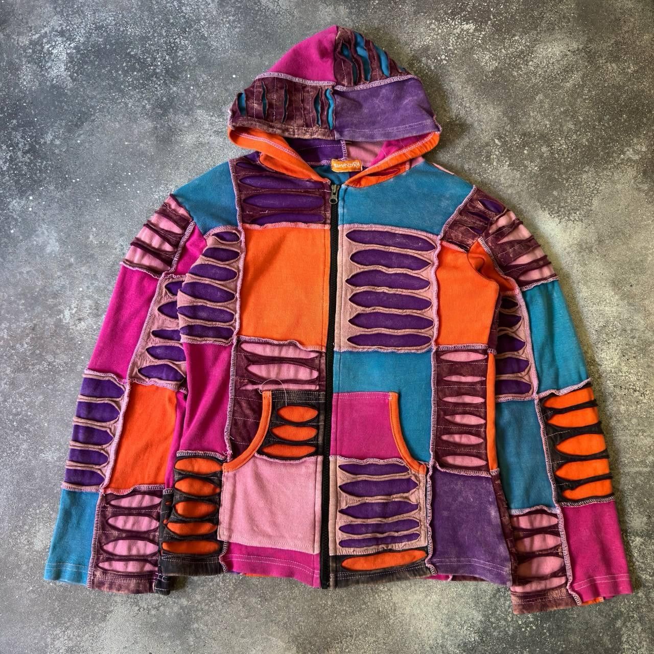 Distressed Retro Hippie Zip Hoodie (Jean Paul Gaultier vibe)