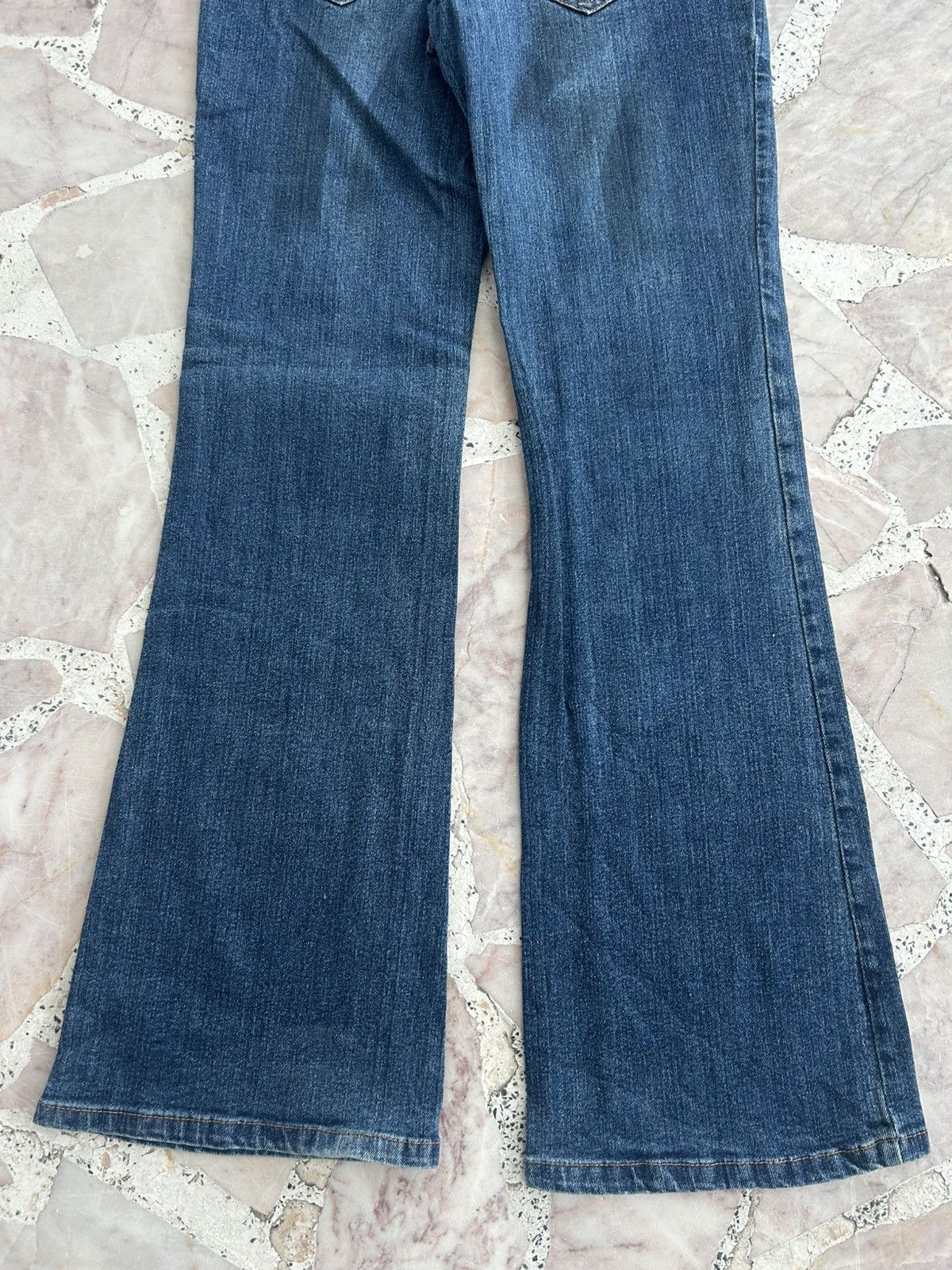 Japanese Brand Playchess Japan Flare Denim Floral Embroidered Vintage Jeans Size 29" - 10 Thumbnail