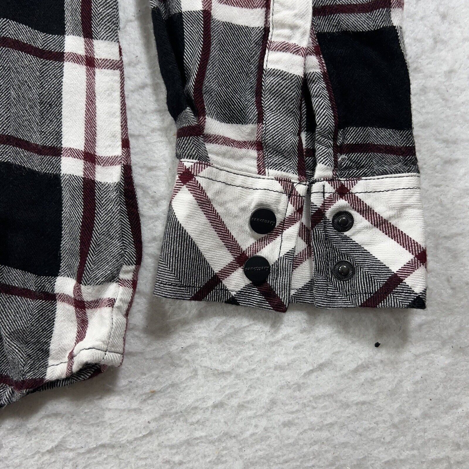 Other Sanctuary Boyfriend Style Snap Red Black Plaid Flannel Shirt Size S / US 4 / IT 40 - 5 Thumbnail