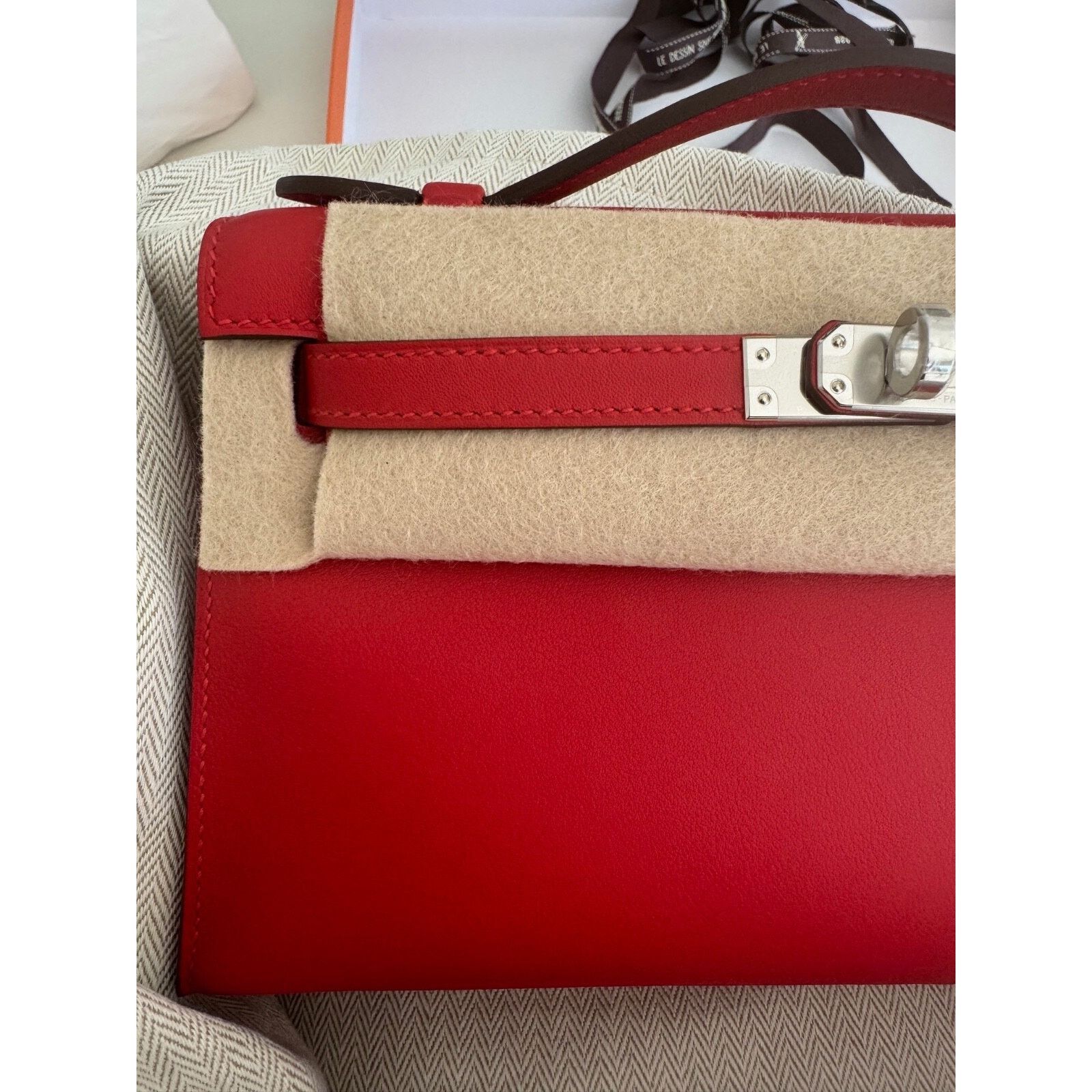 Hermes Hermes Mini Kelly Rouge Red Palladium Hardware Clutch Bag Size ONE SIZE - 8 Thumbnail