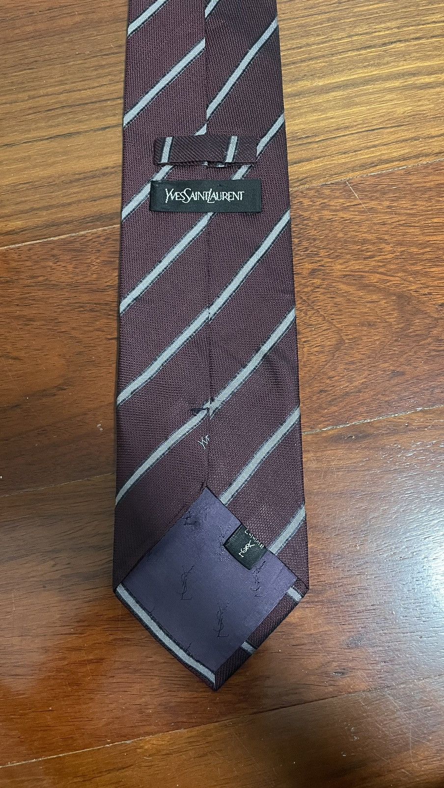 Yves Saint Laurent YSL Burgundy Tie Size ONE SIZE - 4 Preview