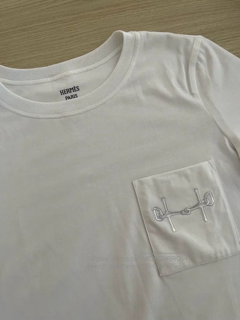 Hermes Hermes White Classic Short-sleeved Shirt Size XS / US 0-2 / IT 36-38 - 4 Thumbnail