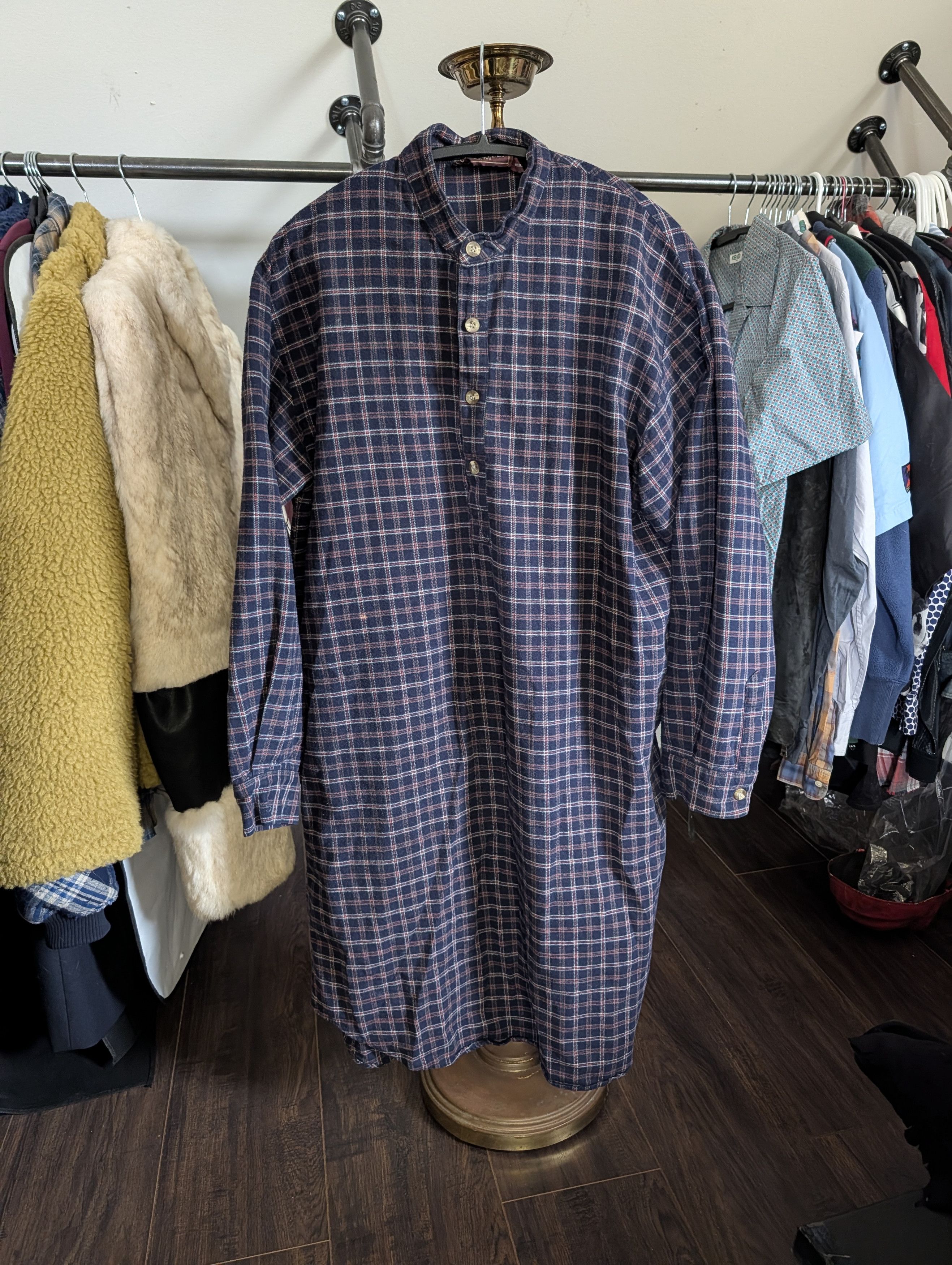Lee LEE VALLEY IRELAND Vtg cotton flannel long Henley grandpa Size US XL / EU 56 / 4 - 1 Thumbnail