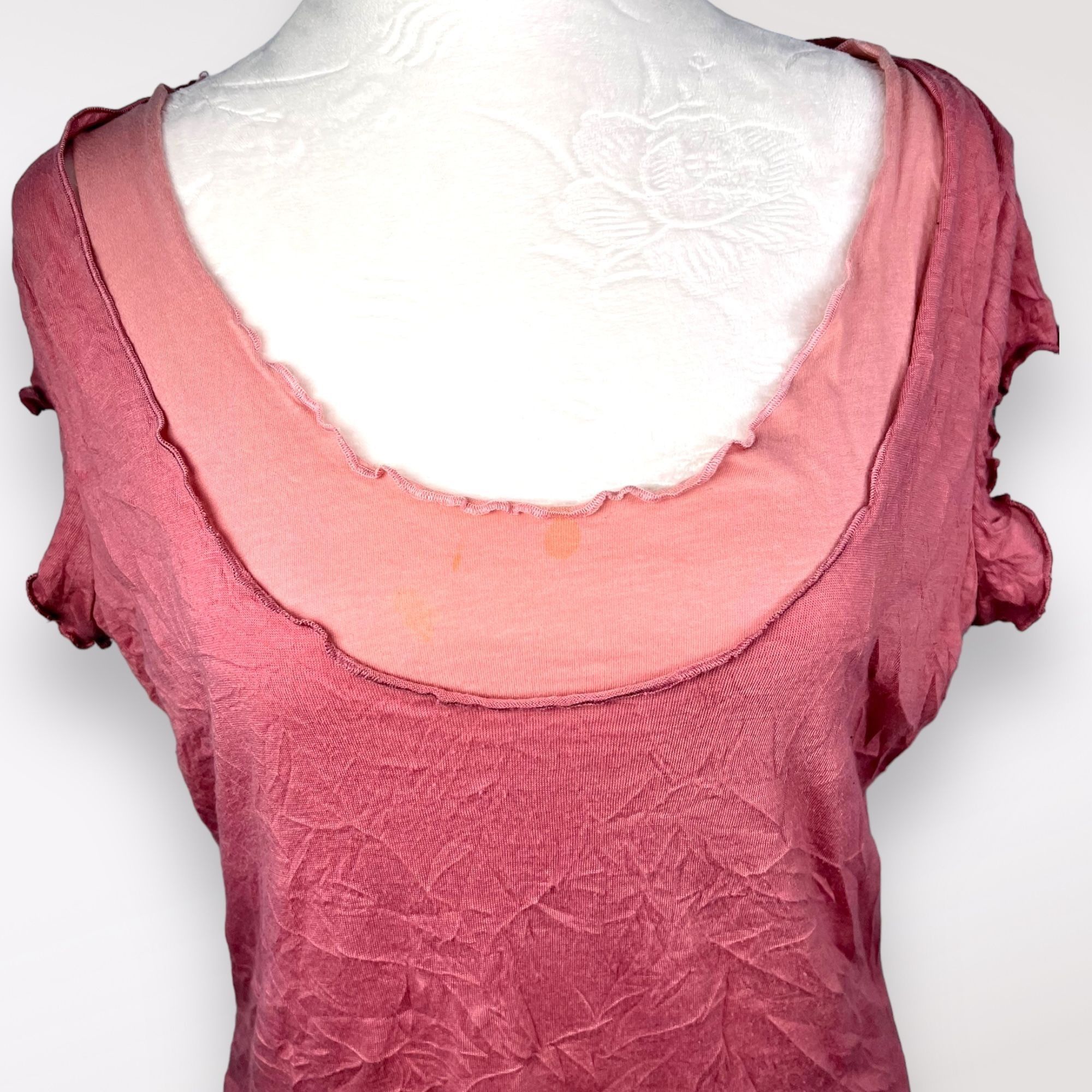 Designer Stamp 10 Short Sleeve Top Layered Crinkled Medium ❗️FLAWED❗️ Size M / US 6-8 / IT 42-44 - 2 Thumbnail