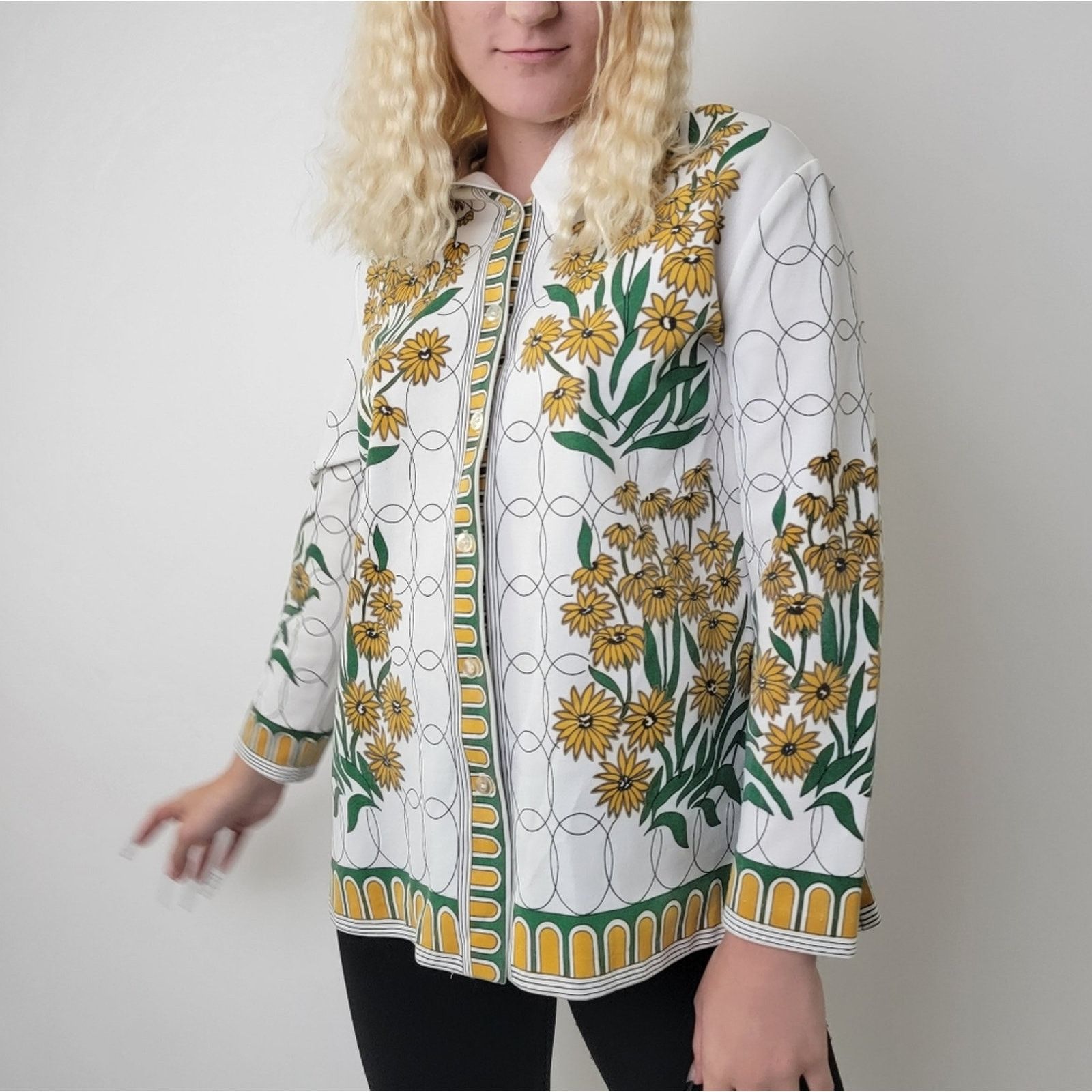 Vintage Vintage 60s Muted Floral Tunic Blouse Size M / US 6-8 / IT 42-44 - 4 Thumbnail