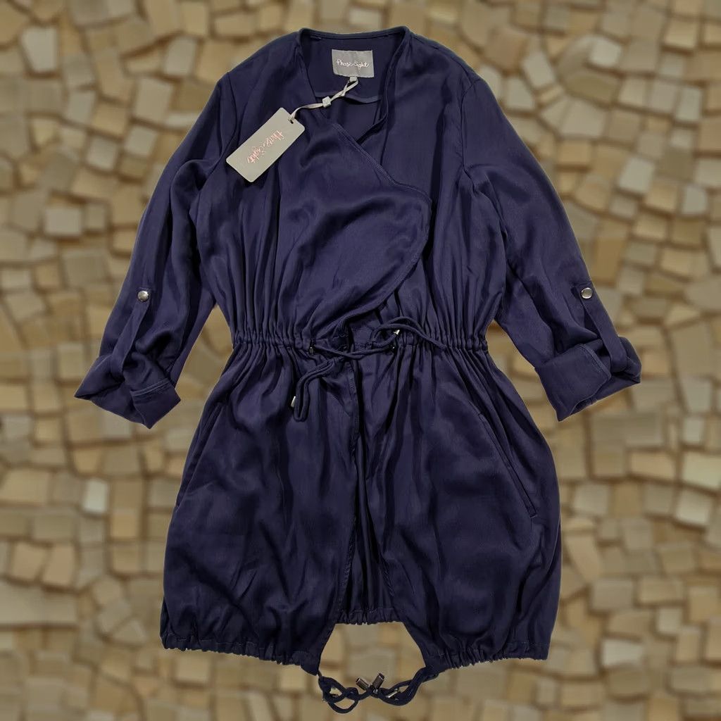 Vintage Phase Eight Womens Jacket Navy Blue XS Waterfall Tie Front Coat Roll Tab Sleeve Size XS / US 0-2 / IT 36-38 - 1 Thumbnail
