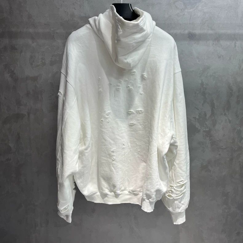 Balenciaga Balenciaga White logo printed hole-effect fleece sweatshir Size US XS / EU 42 / 0 - 5 Thumbnail