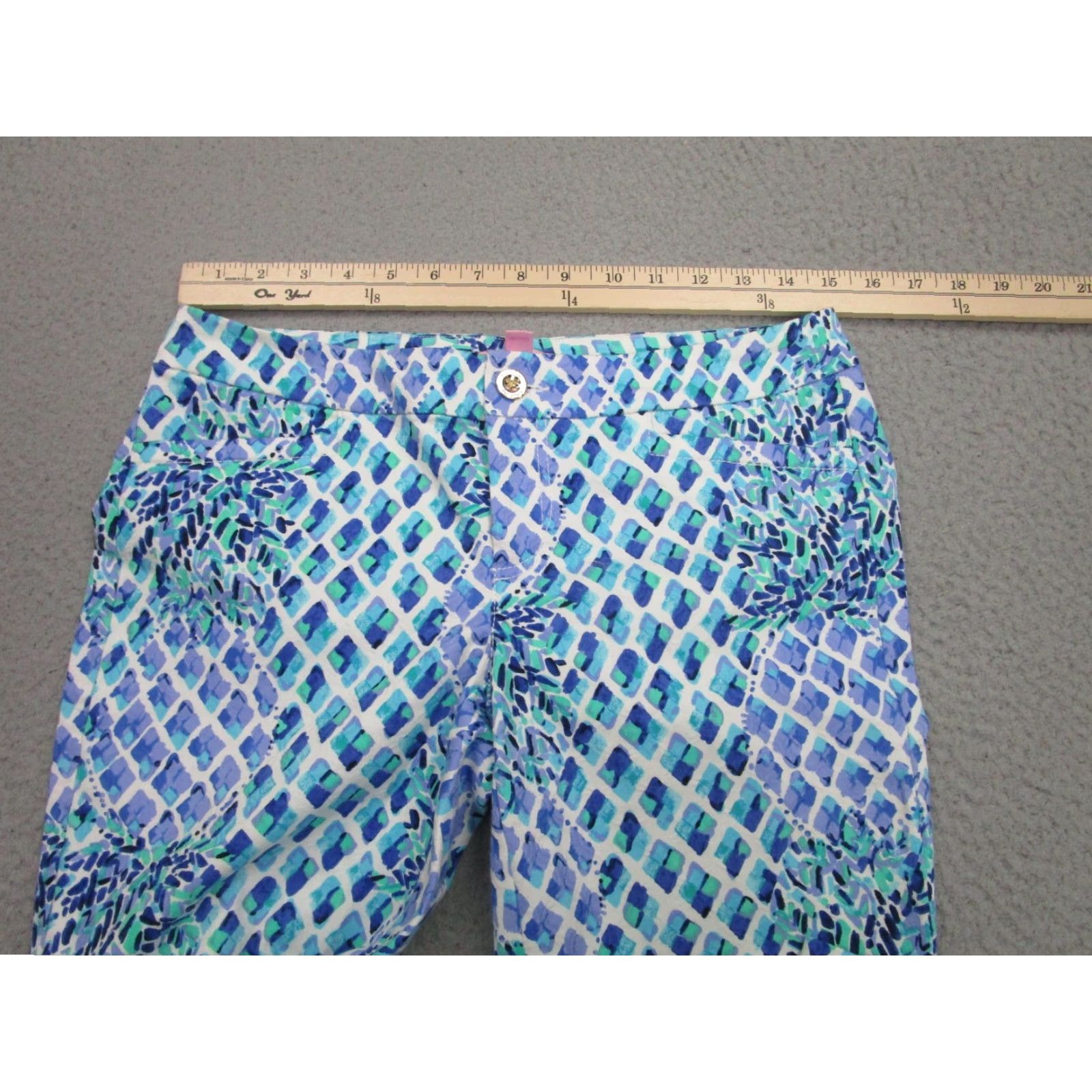 Lilly Pulitzer Lilly Pulitzer Pants Womens 4 Blue Green Print Ankle Stretch Cotton Capri Size 27" / US 4 / IT 40 - 5 Thumbnail