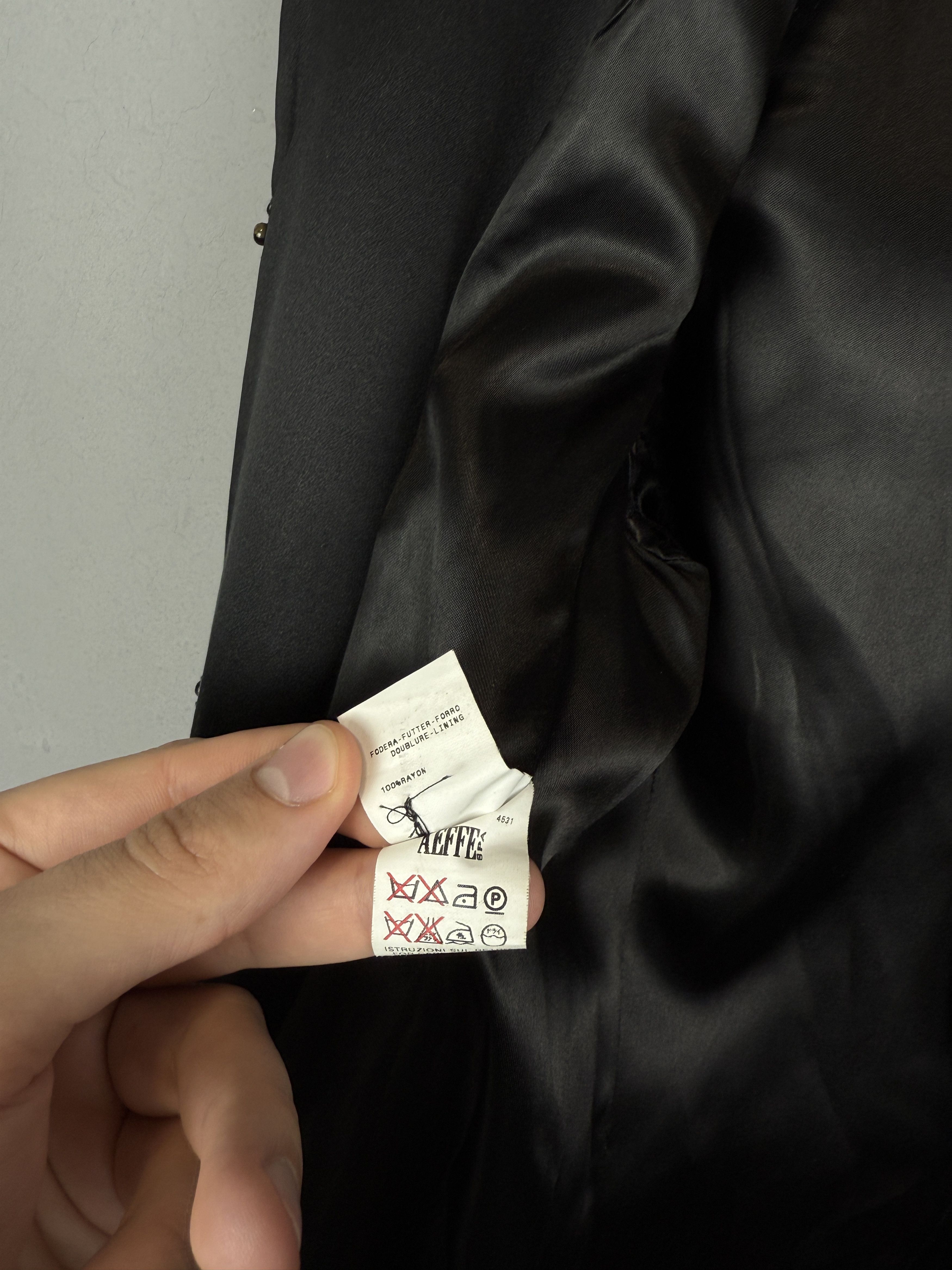Designer Alberta Ferretti Wool Coat Italy Black Long Trench Jacket Size M / US 6-8 / IT 42-44 - 8 Thumbnail