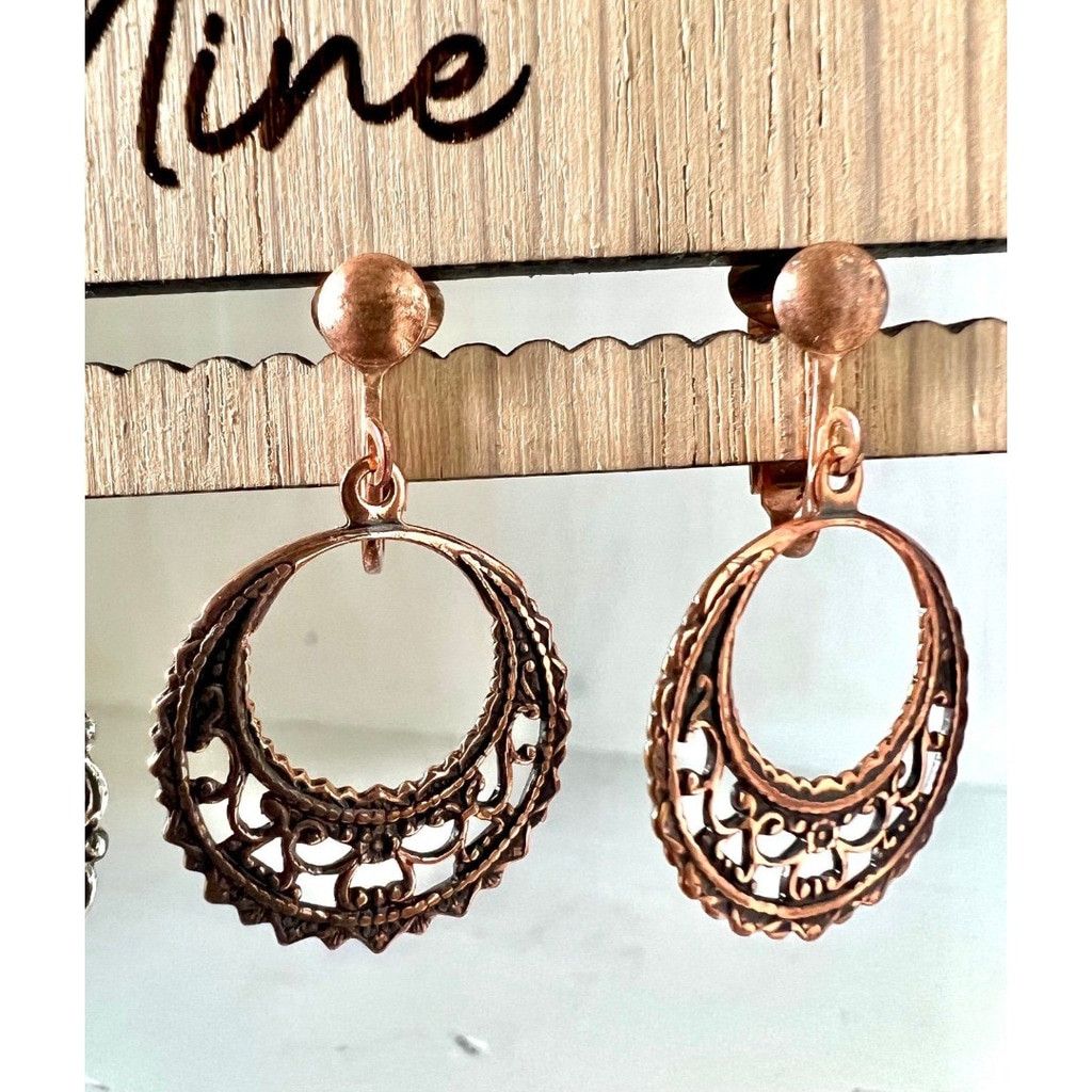 Vintage 2 Pair 1990s Vtg Earrings Silver Turquoise + Copper Hoops Size ONE SIZE - 5 Thumbnail