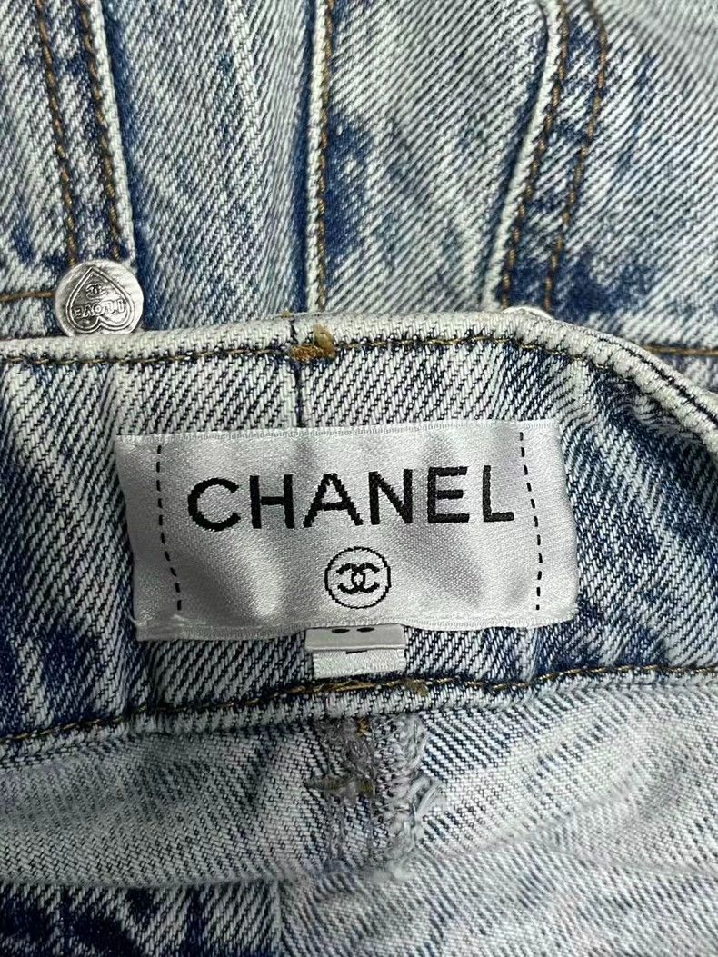 Chanel Chanel Leather brand pleated wide-leg jeans on the back Size 25" / US 0 / IT 36 - 6 Thumbnail