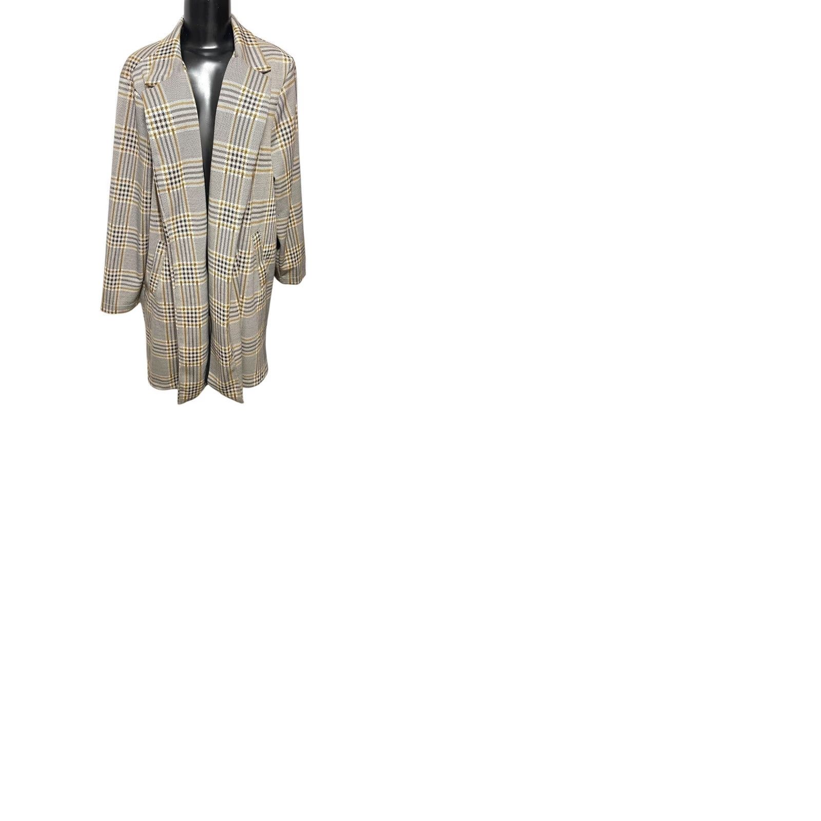 Etro VINTAGE Melloday Collared Long Plaid Open Jacket Pockets Womens Retro 1X Tan Polyester Jacket Women 1X XL? Size XL / US 12-14 / IT 48-50 - 9 Thumbnail