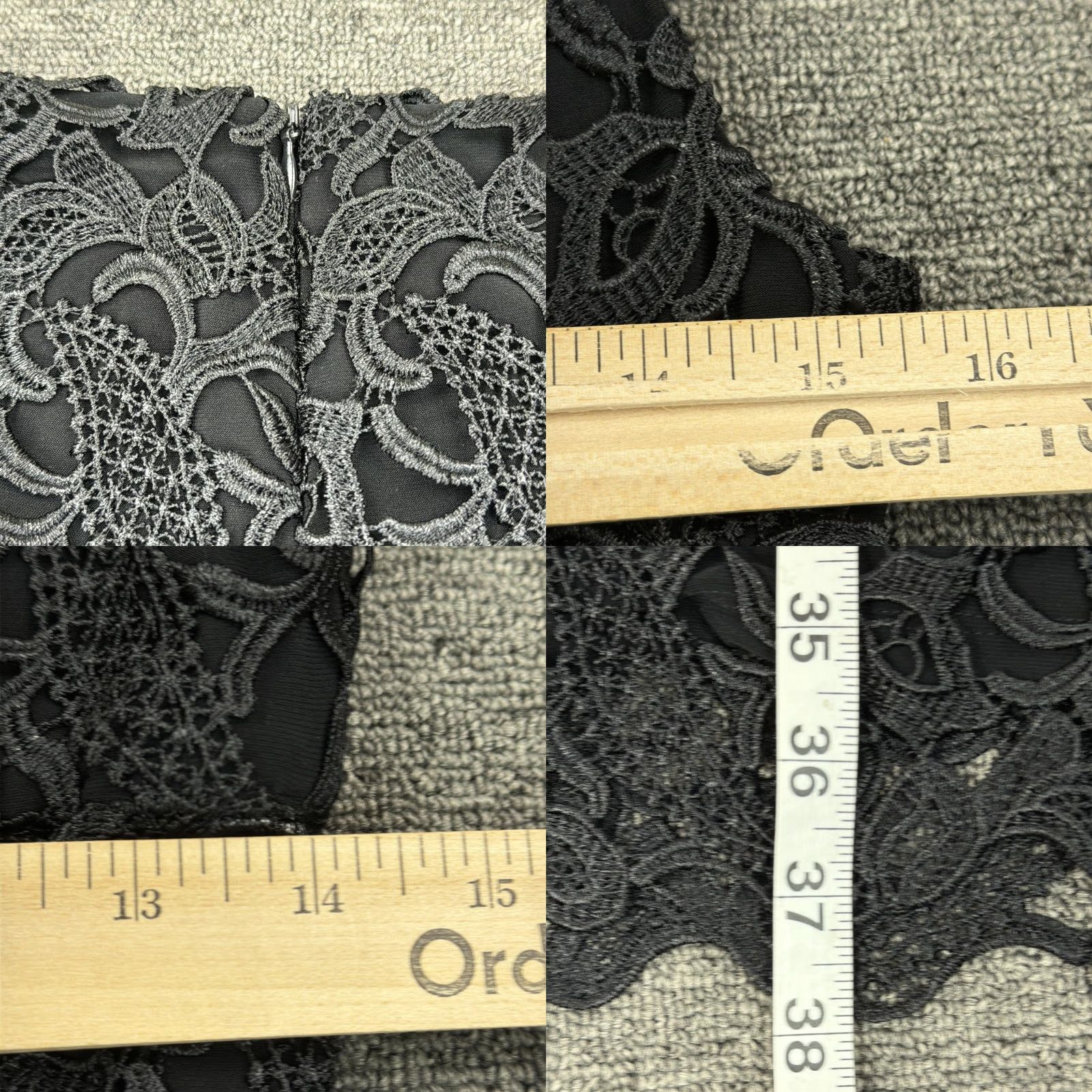 Ralph Lauren Lauren Ralph Lauren Dress Womens 4 Black Floral Lace Sheath V-Neck Knee Length Cap Sleeve Zipper Embroidered Lined Party Wedding Size S / US 4 / IT 40 - 8 Thumbnail