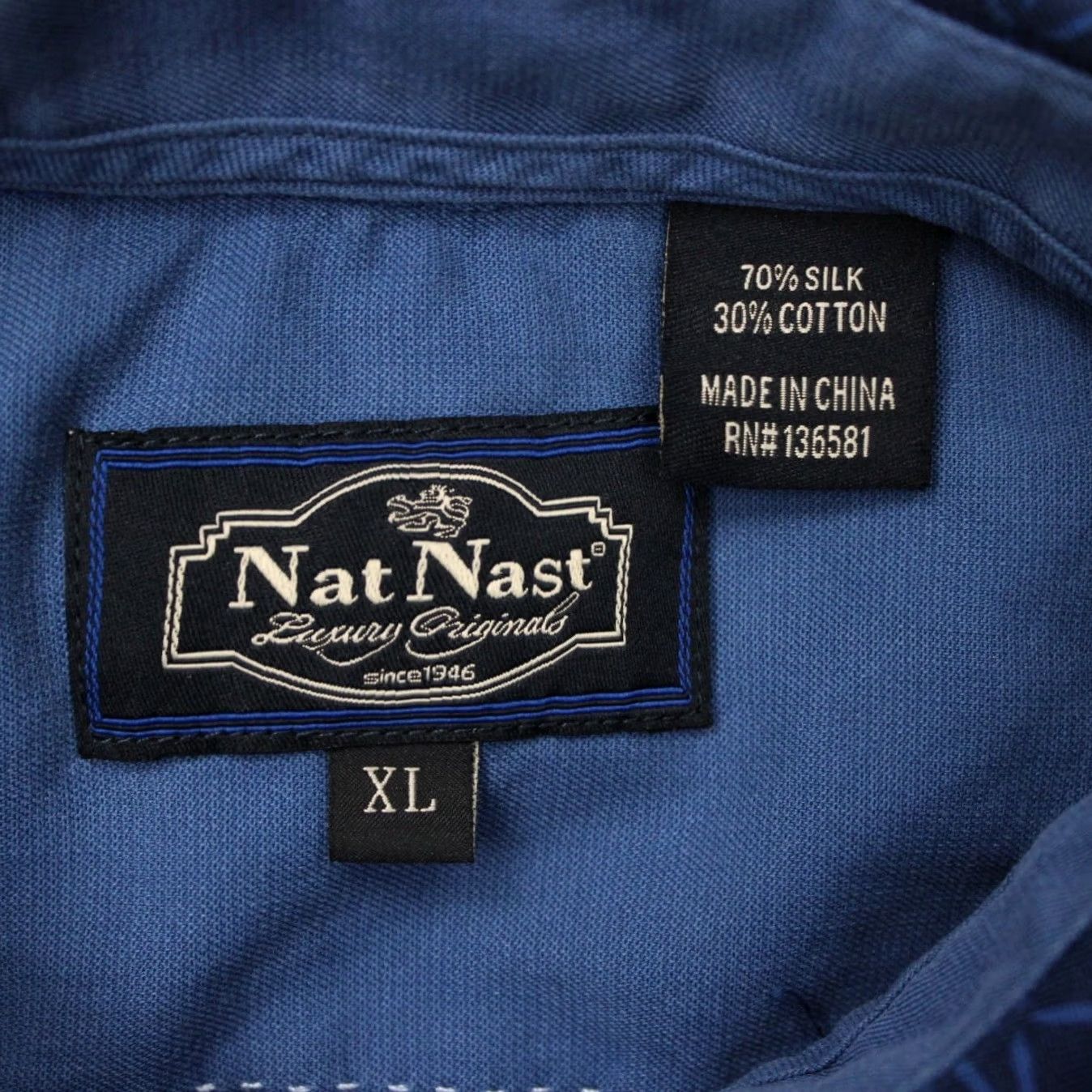 Nat Nast Nat Nast Shirt Mens XL Blue Geometric Silk/Cotton Blend Short Sleeve Button Up Size US XL / EU 56 / 4 - 7 Thumbnail