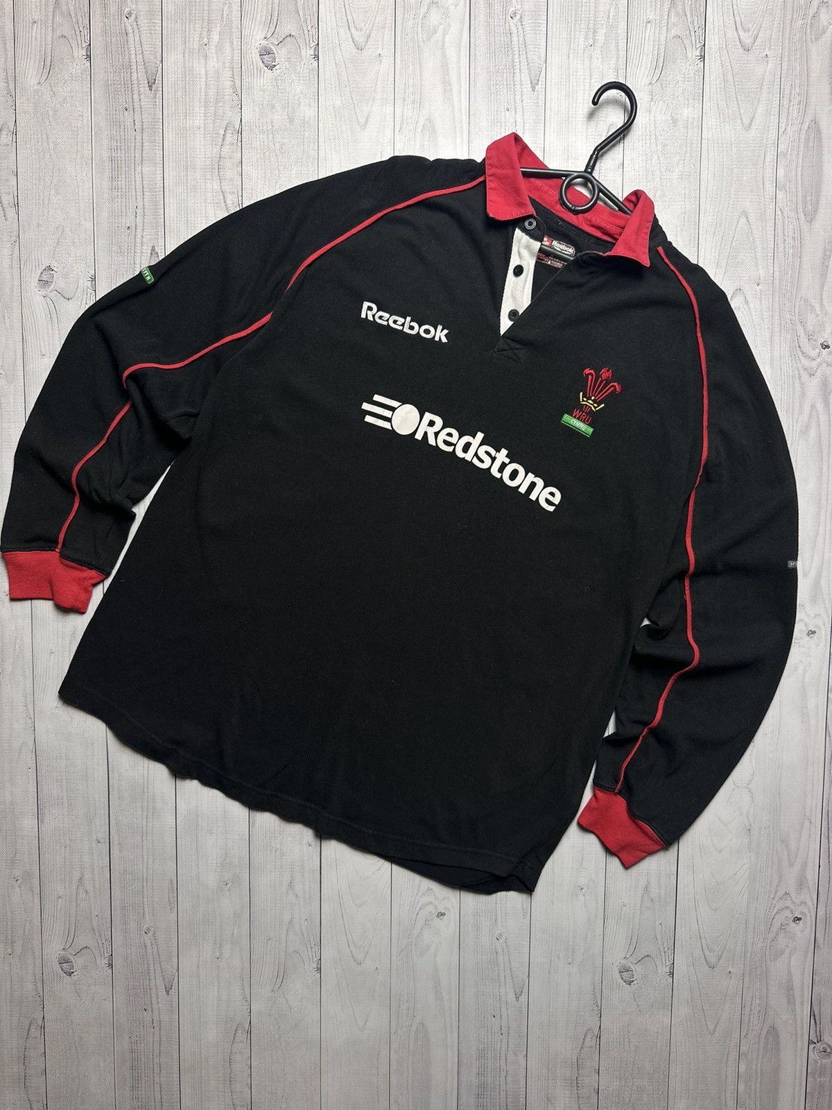 Reebok Vintage wales Rugby jersey rare black size XL logo Size US XL / EU 56 / 4 - 1 Thumbnail