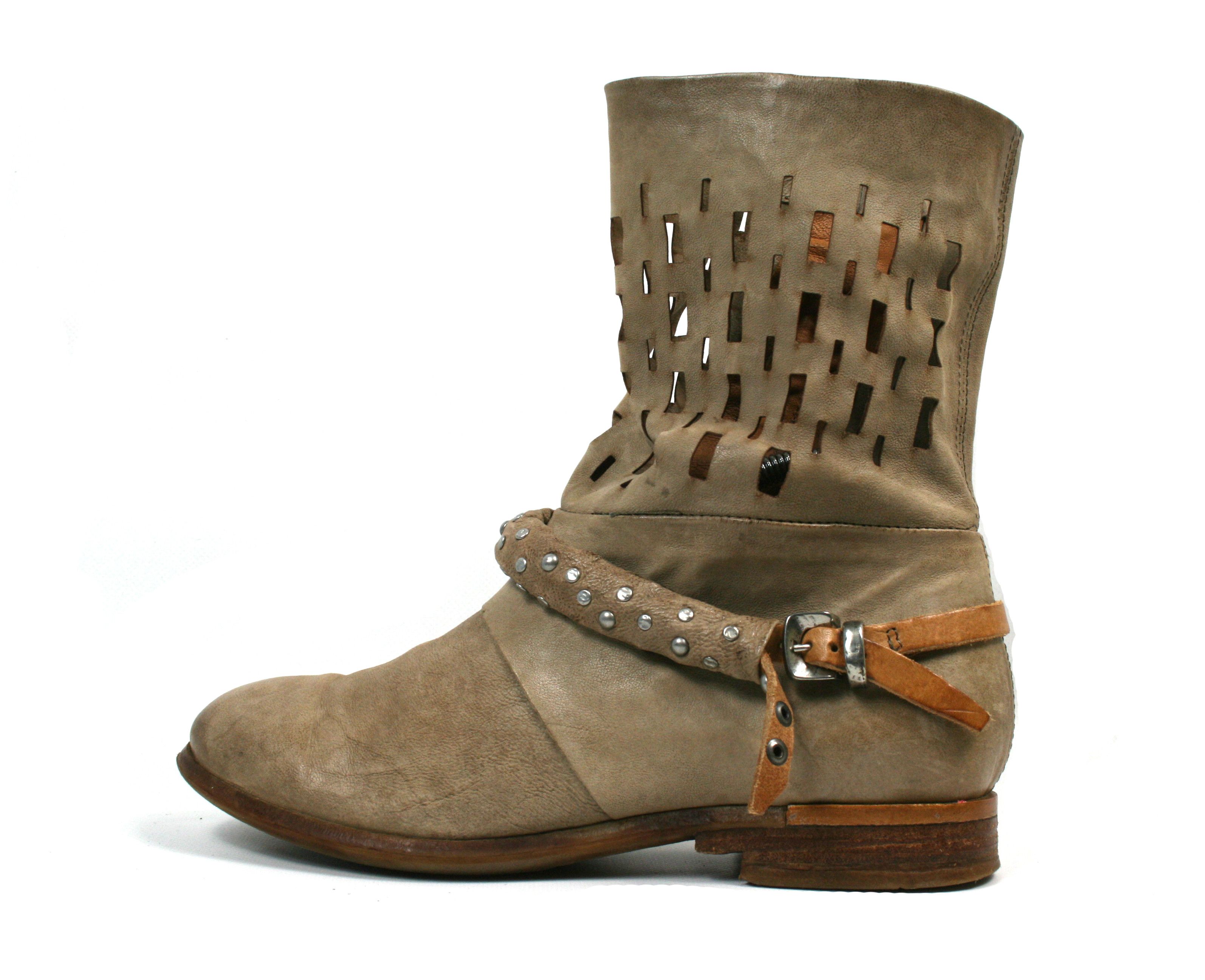 A.S.98 Dorian Perforated Grunge Biker Mid Leather Boots Size US 9 / IT 39 - 1 Thumbnail