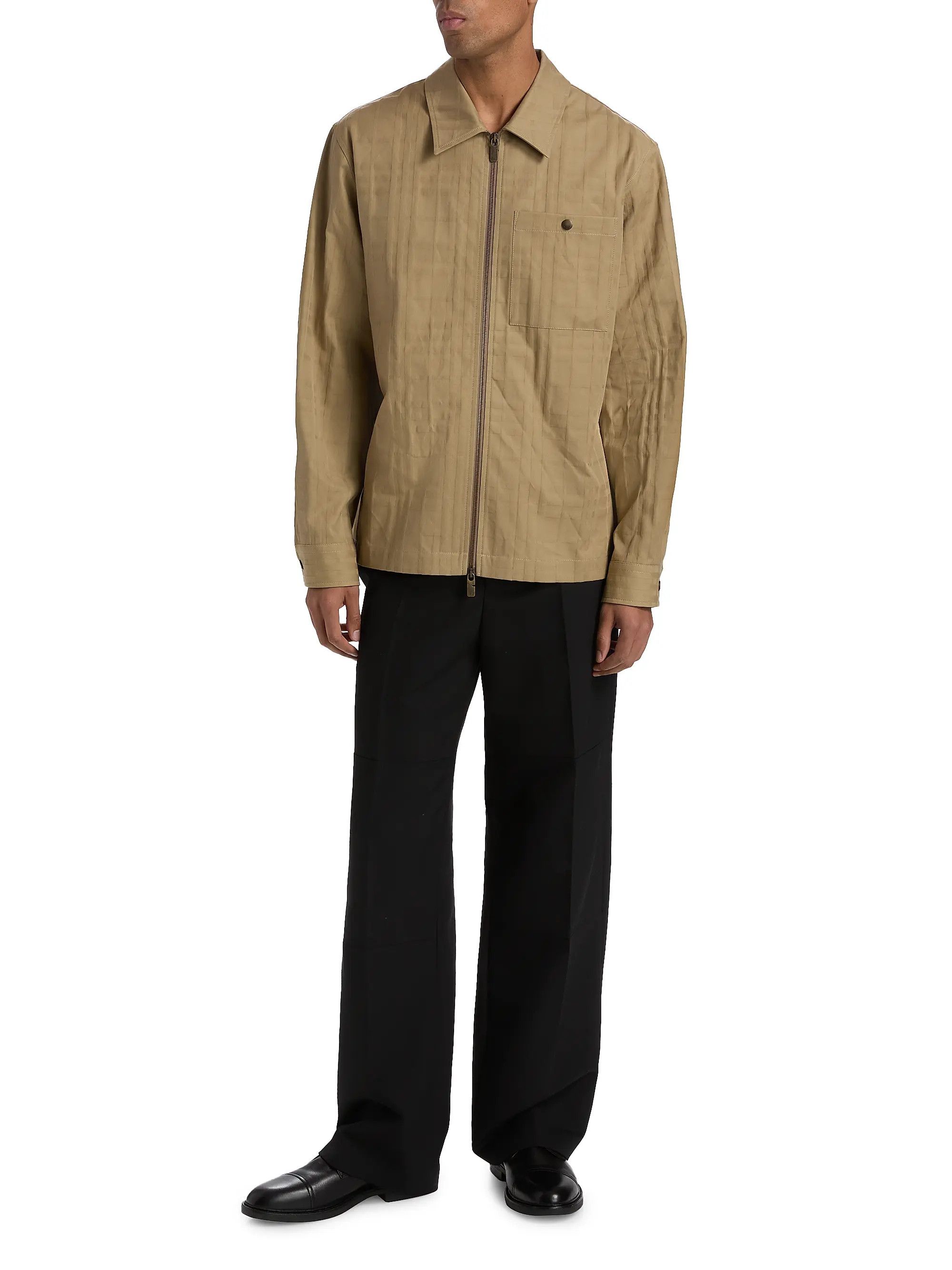 Burberry os11x0526 Oakwell Point Collar Cotton Overshirt in Beige Size US M / EU 48-50 / 2 - 2 Thumbnail
