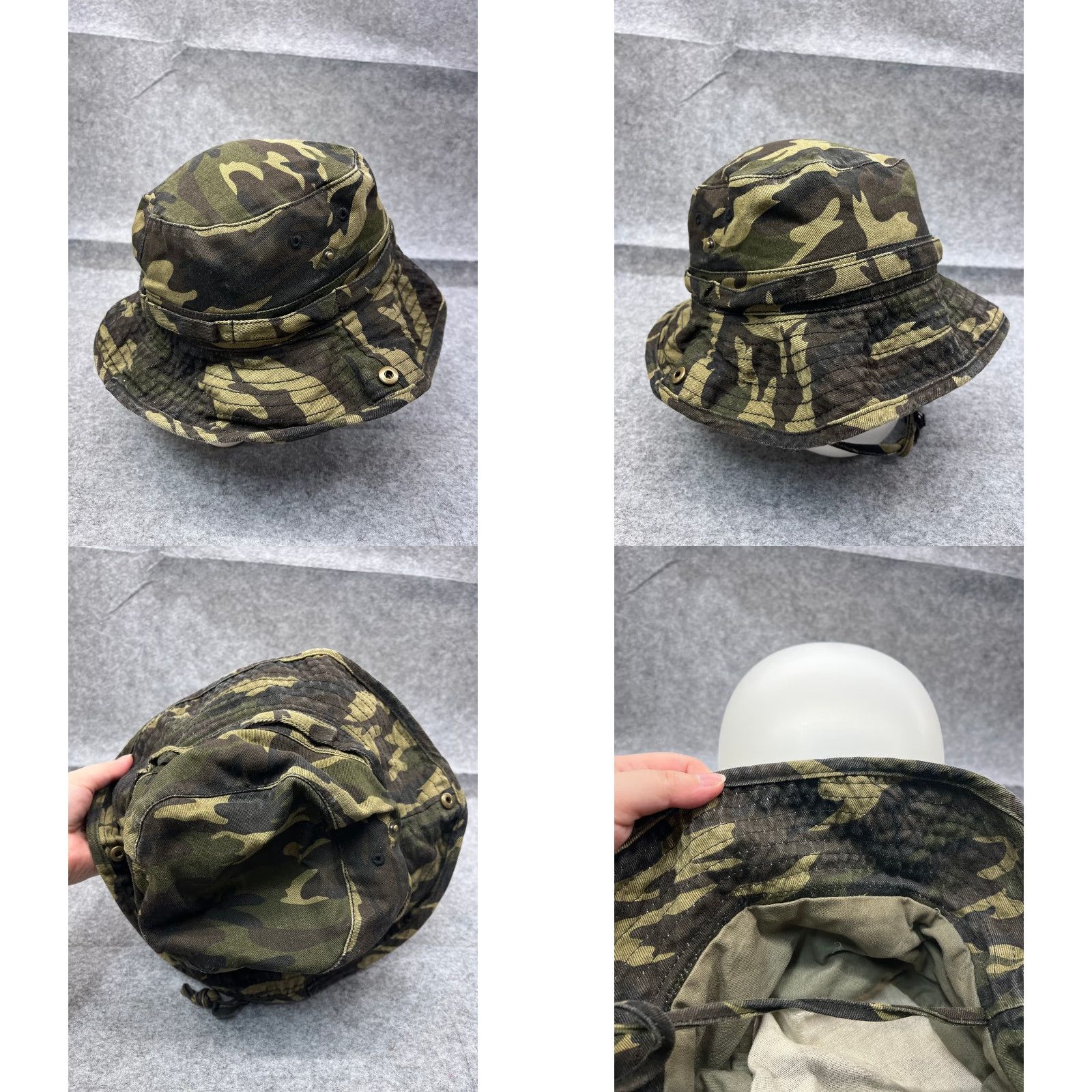 Vintage VINTAGE Goodfellow & Co Bucket Hat Unisex Adults One Size Green Camo Outdoor Twill Cotton Cap Size ONE SIZE - 8 Thumbnail