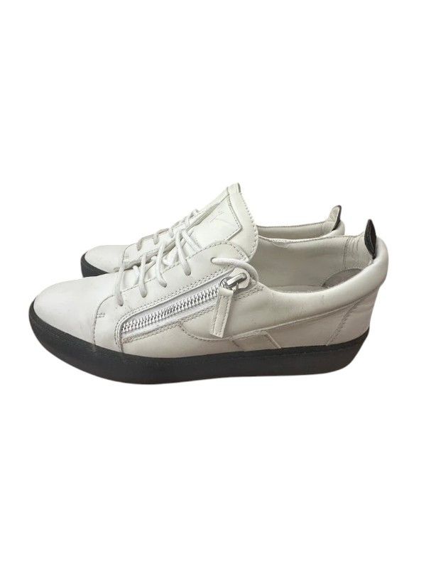 Giuseppe Zanotti Giuseppe Zanotti White Leather Low-Top Zip Sneakers, c.2010s Size US 10 / EU 43 - 2 Thumbnail