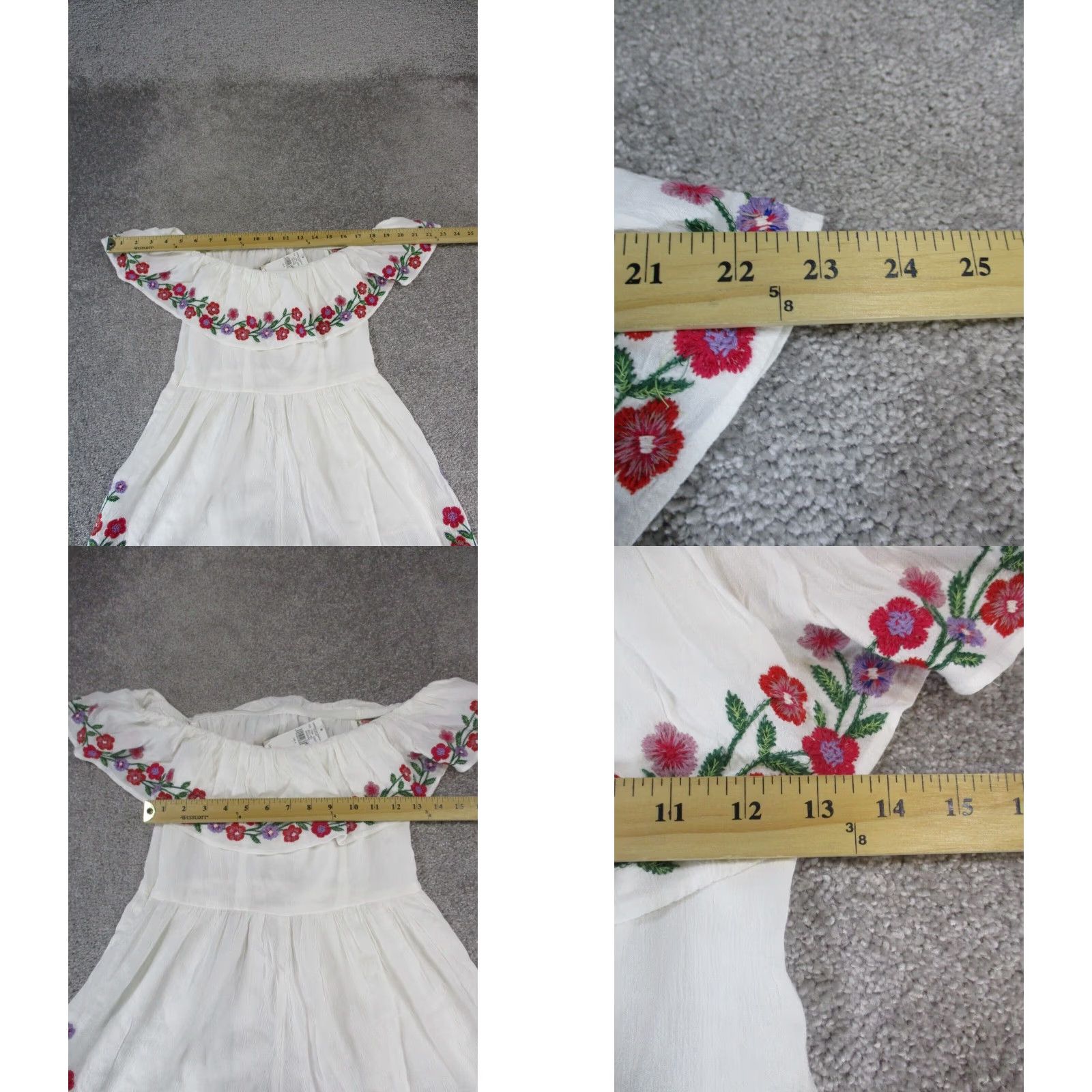 American Eagle Outfitters American Eagle Outfitters Womens Romper Floral Embroidered White Red Size 4 Size 27" / US 4 / IT 40 - 8 Thumbnail