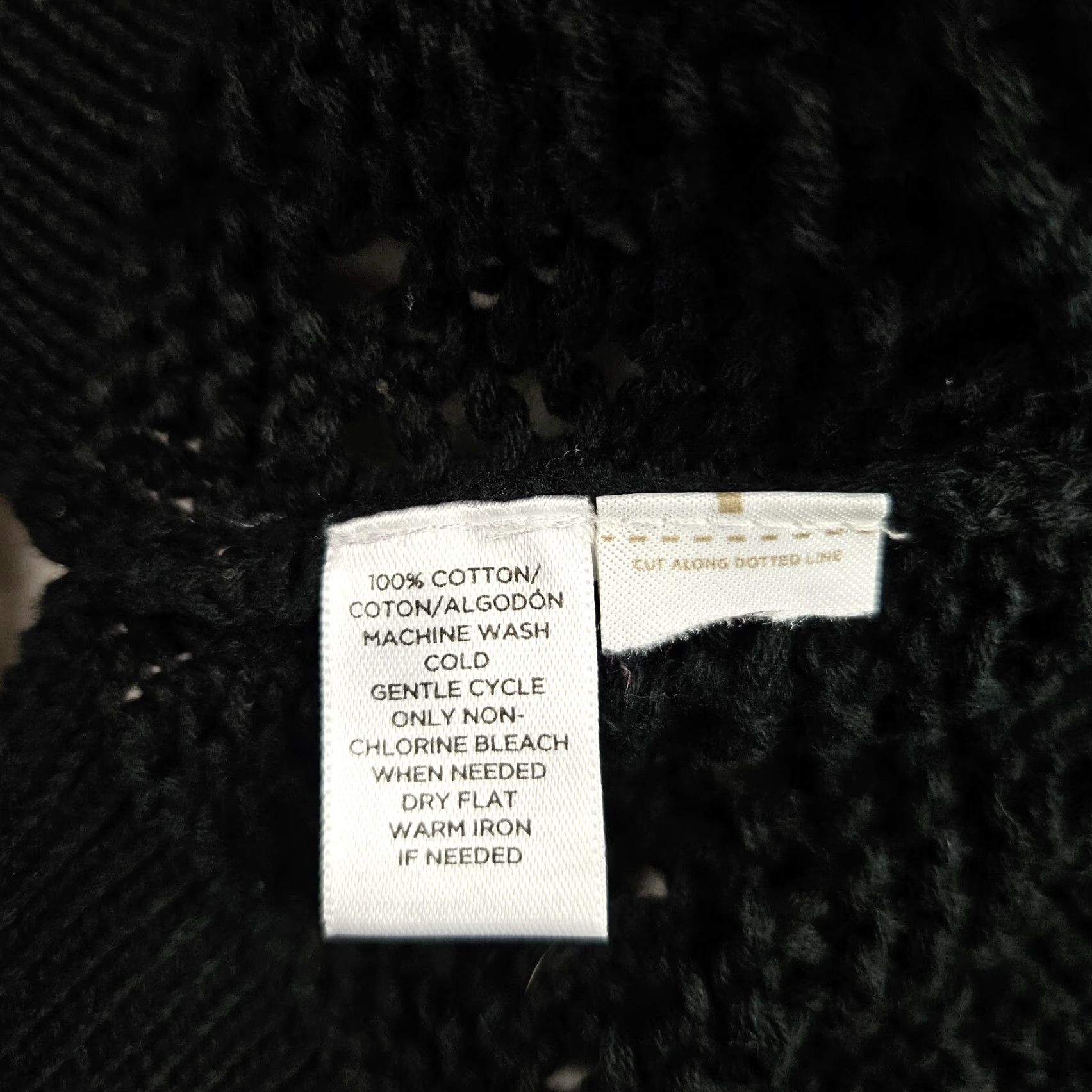 Loft Ann Taylor LOFT Womens Open Knit Sweater Sz Small Black Cotton Long Sleeve Size S / US 4 / IT 40 - 5 Thumbnail