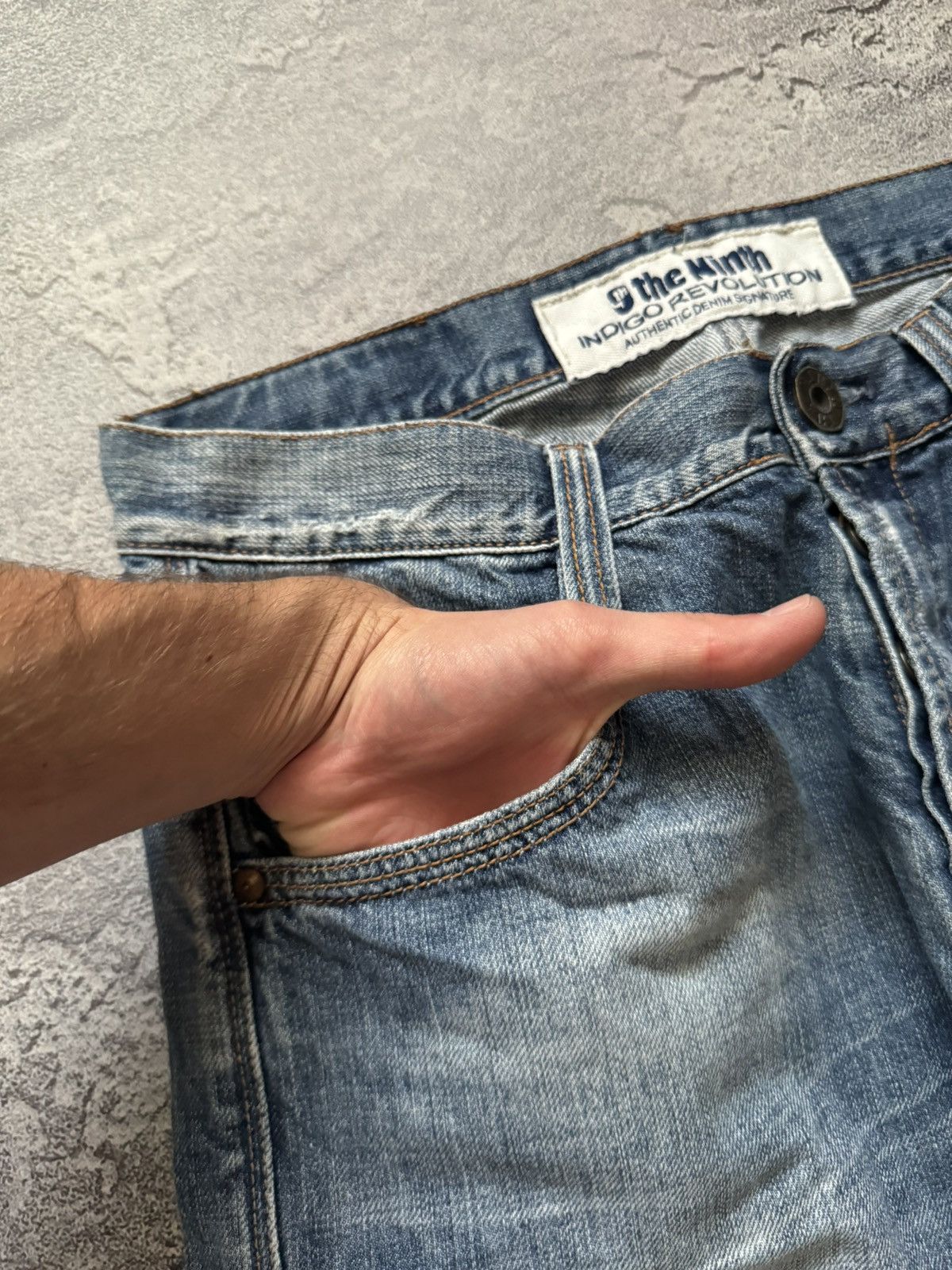 Japanese Brand The ninth 32/32 blue denim pant trouser Jean big logo scull Size US 32 / EU 48 - 13 Thumbnail