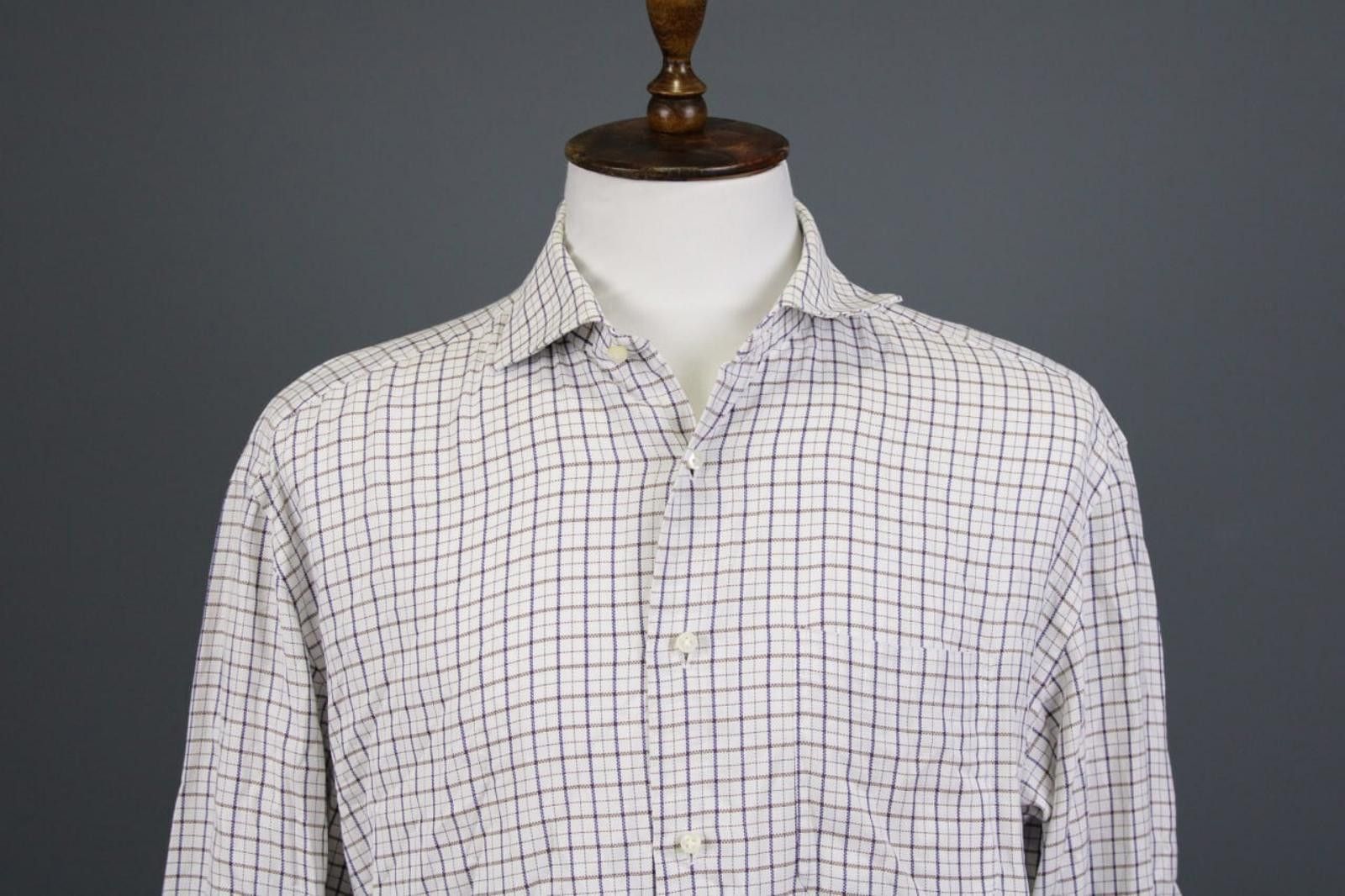 Luigi Borrelli Luigi Borrelli White Check Button Down Shirt Size 17 / 43 Size US M / EU 48-50 / 2 - 5 Thumbnail