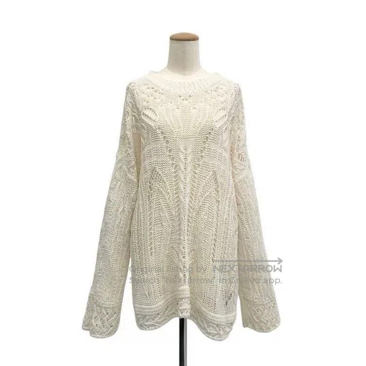 Mame Kurogouchi White Lace Knit Top.