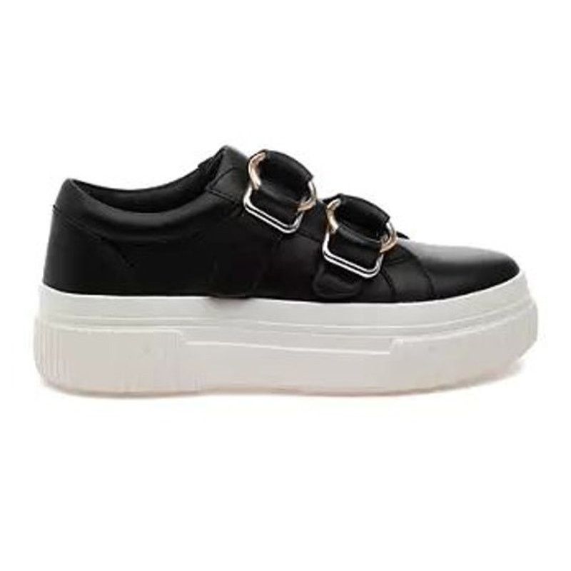 J/Slides J SLIDES Women's Black Leather Waldo Platform Sneakers |Sz 6 Size US 6 / IT 36 - 3 Thumbnail