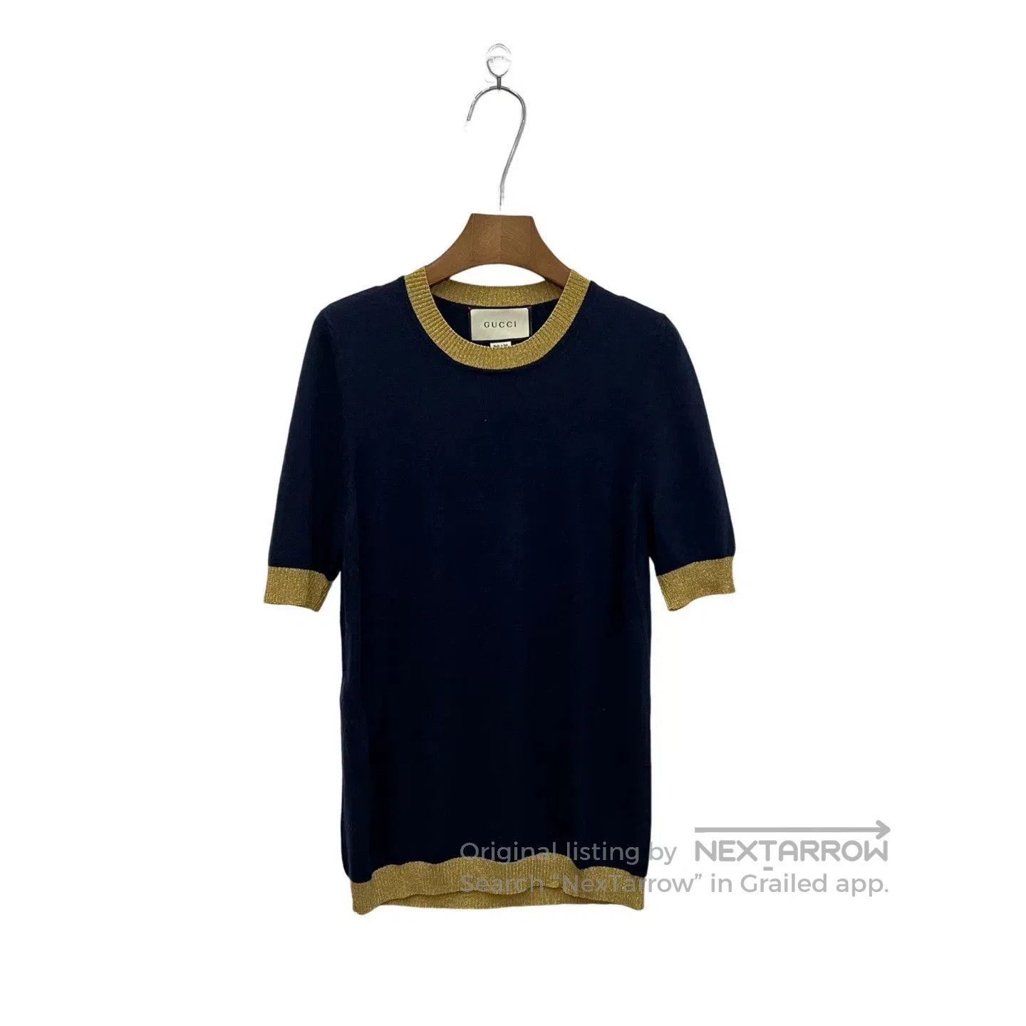 Gucci Gucci Blue Gold Trim Short Sleeve. Size US XL / EU 56 / 4 - 1 Thumbnail