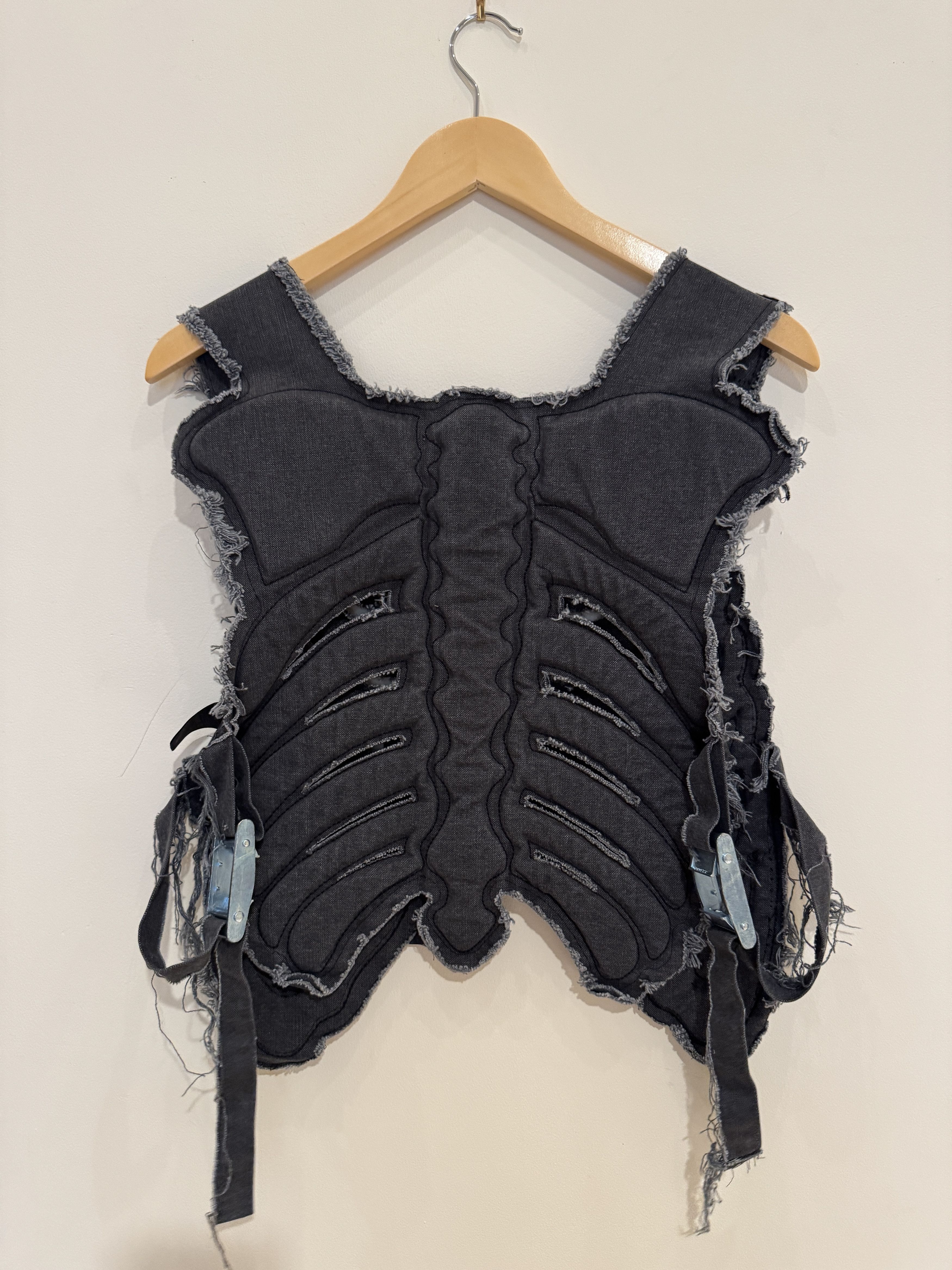 Satoshi Nakamoto SATOSHI NAKAMOTO SKELETON VEST (BLACK) BRAND NEW MSRP $1,500 Size US L / EU 52-54 / 3 - 5 Thumbnail