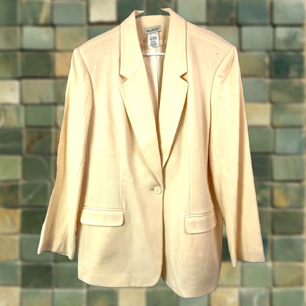 Vintage VINTAGE White Stag 90s Wool Suit Jacket Blazer Womens Chest 44 Yellow Winter Secretary/Geek Size M / US 6-8 / IT 42-44 - 1 Thumbnail