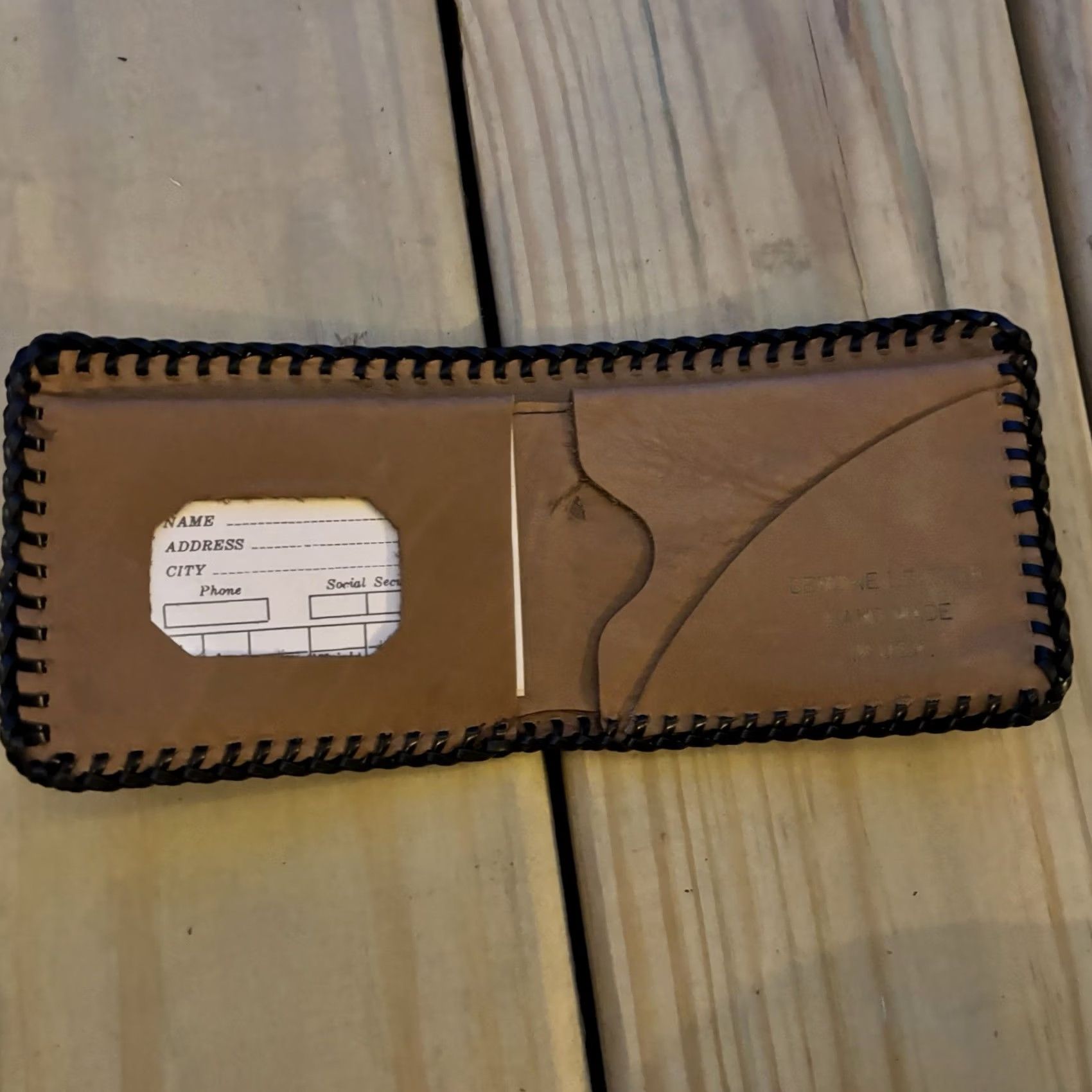 Vintage VINTAGE Handmade Leather Wallet 4WD Truck Bi Fold USA Made Brown Leather Men Wallet Pattern: Solid 9x4 in Laced Size ONE SIZE - 2 Thumbnail