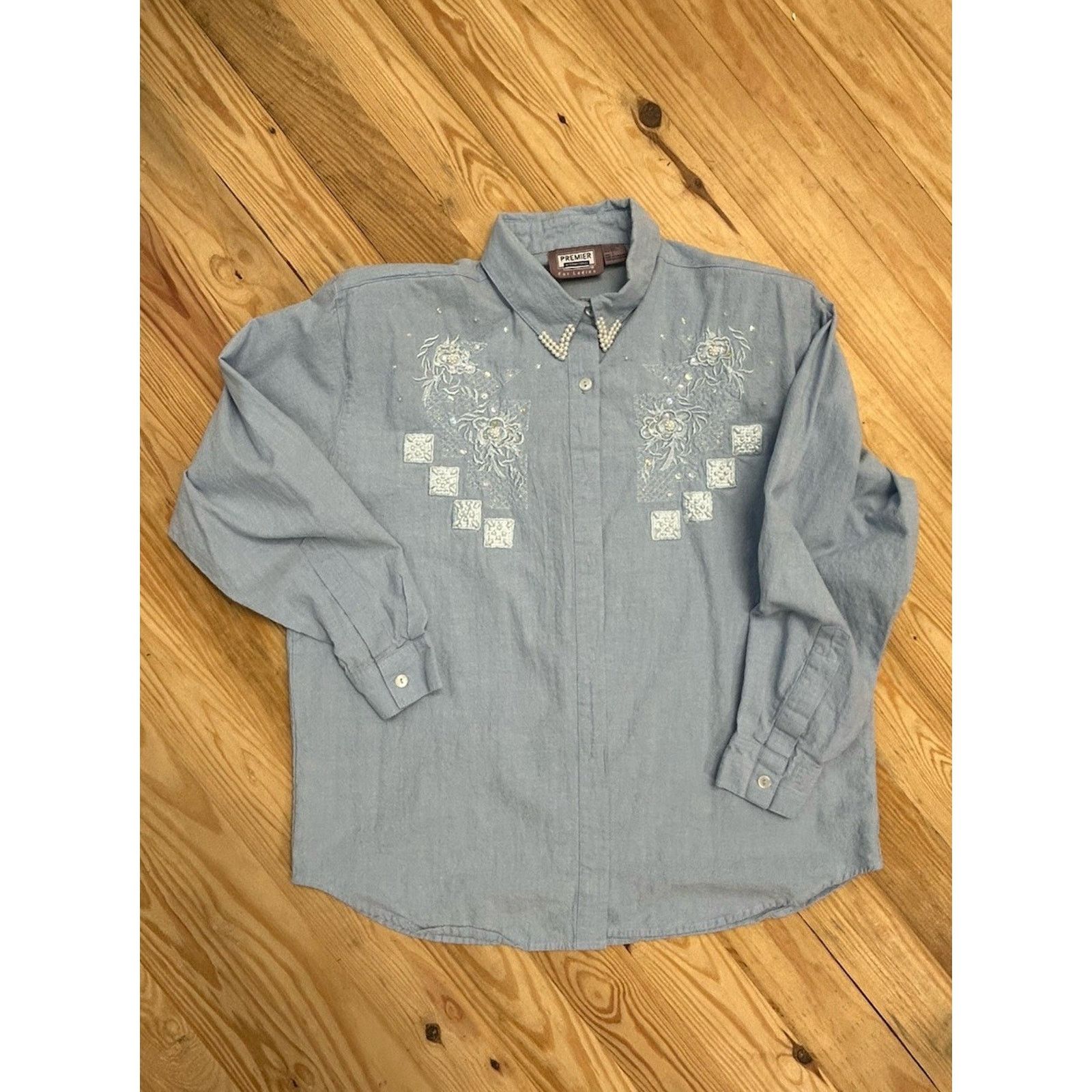 Other Vintage L Premier International Shirt Women Beaded Button Up Size L / US 10 / IT 46 - 4 Thumbnail