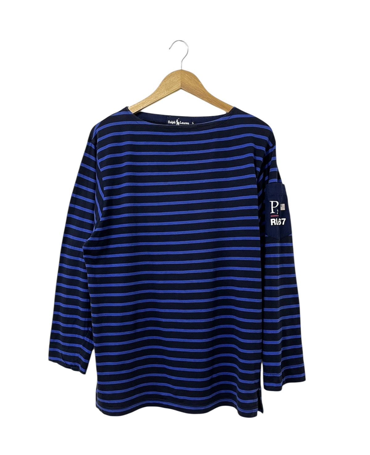 VINTAGE POLO RALPH LAUREN RL 67 STRIPED LOGO TSHIRT