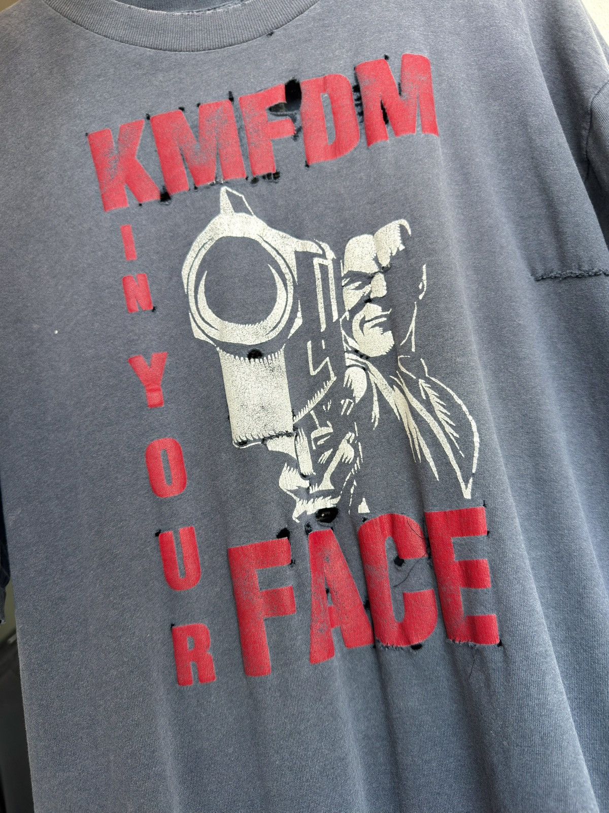 Band Tees Vintage Thrashed 90s KMFDM Erd Faded Grunge WCC Band Tee Size US XL / EU 56 / 4 - 7 Thumbnail