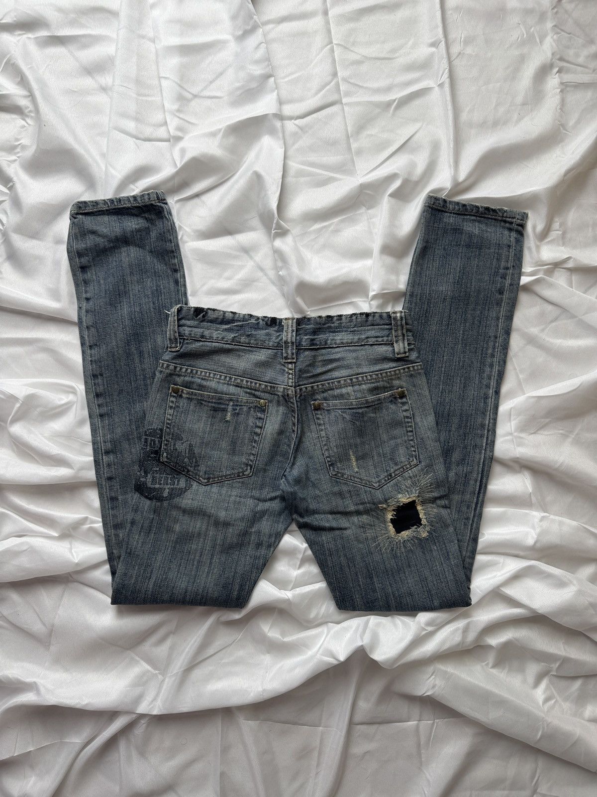 Hysteric Glamour Royal Beast Low Rise Y2K Washed Bootcut Jeans Size 27" / US 4 / IT 40 - 2 Thumbnail
