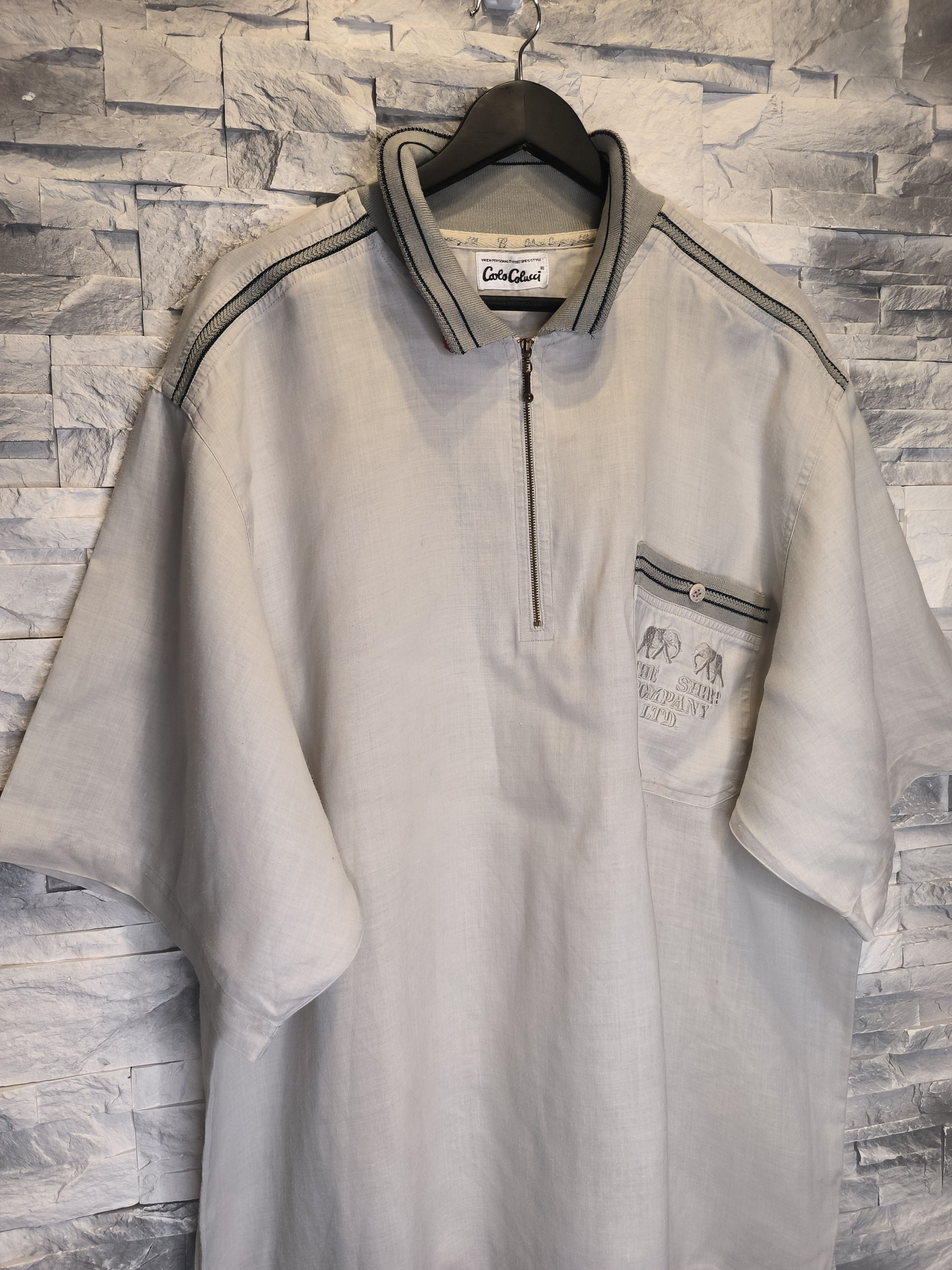 Carlo Colucci Vintage Carlo Colucci Button-Up Shirt Ramie Beige 90s Size US XXL / EU 58 / 5 - 3 Thumbnail