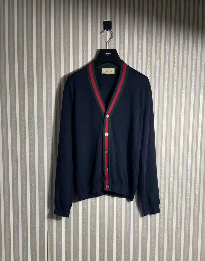 Gucci Classic red and green wool cardigan sweater -DMC