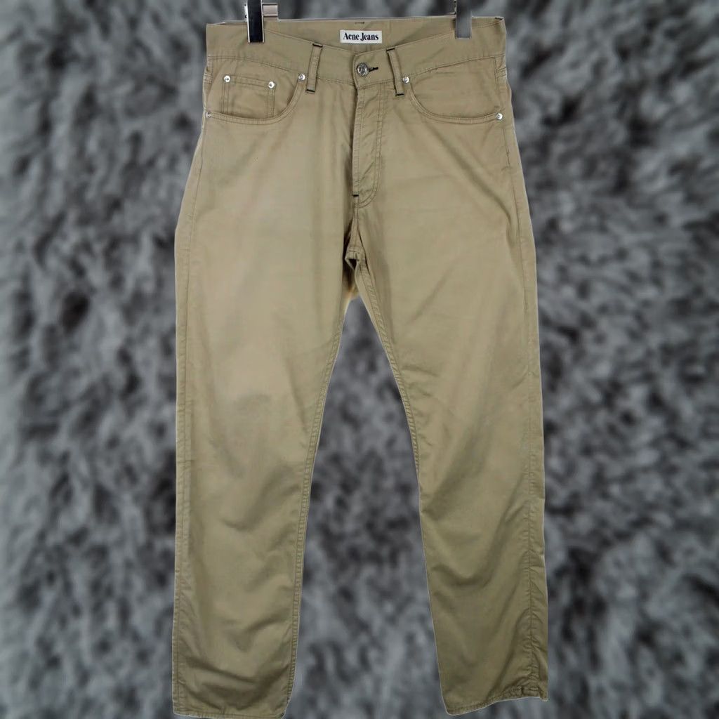 Vintage ACNE JEANS Trousers Men W31/L32 Button Fly Brown Dark Beige Regular Cotton Size US 31 - 1 Thumbnail